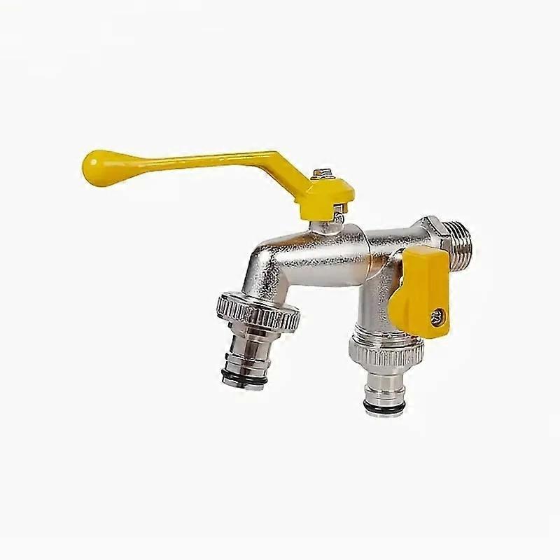 1Pc dual socket garden water pipe faucet, universal threaded multi-component outdoor faucet, compatible with sprinklers and wate