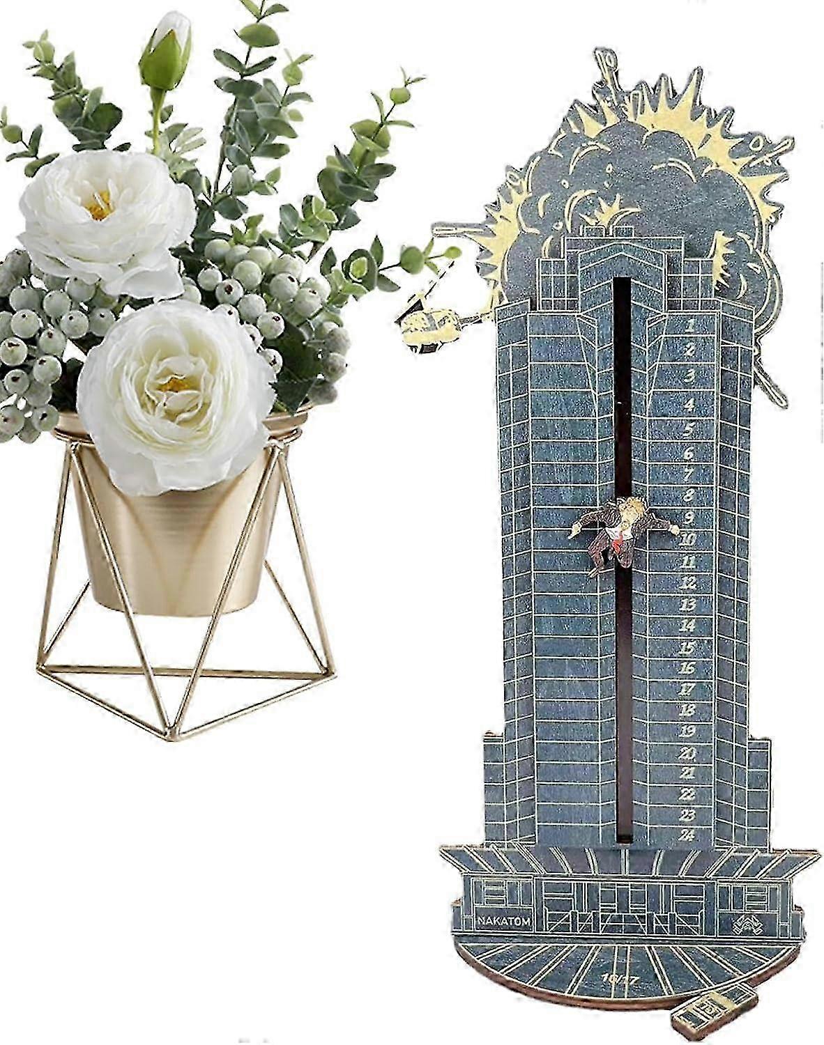 Holiday Advent Calendar for Christmas - Wooden Desktop Countdown Display