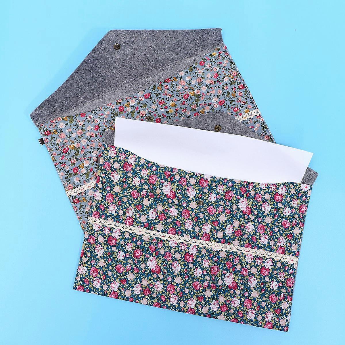 4pcs A4 Size File Document Folder Plush Floral Document Storage Organizer for Office Business Home (Random Style)