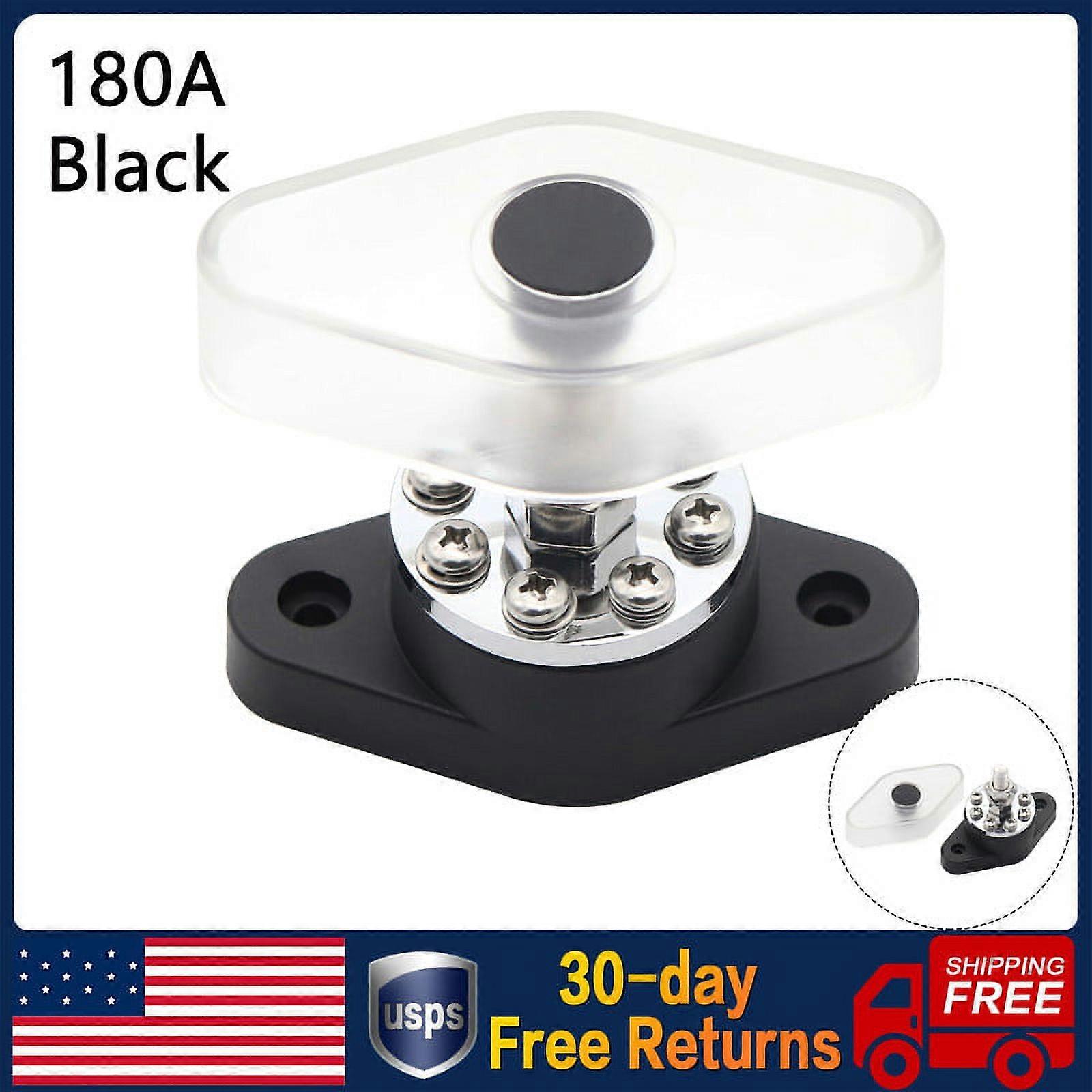 MoreChioce Round Bus Bar Distribution Block with 8 Terminal Studs, 180A High Current for Auto Truck RV Boat, Black