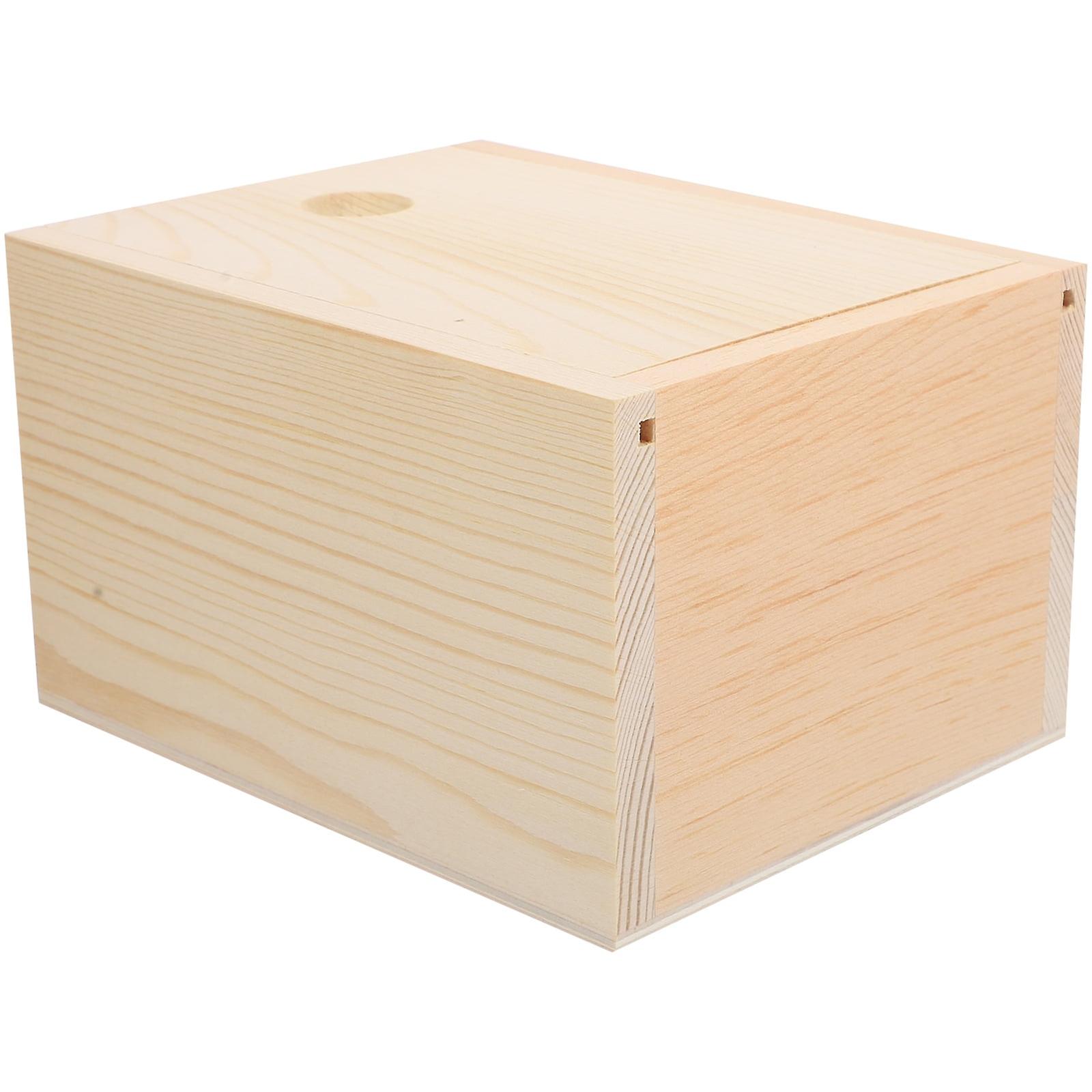 Wood Box With Sliding Box Small Decorative Storage Box Slide Top Lid Wood Box