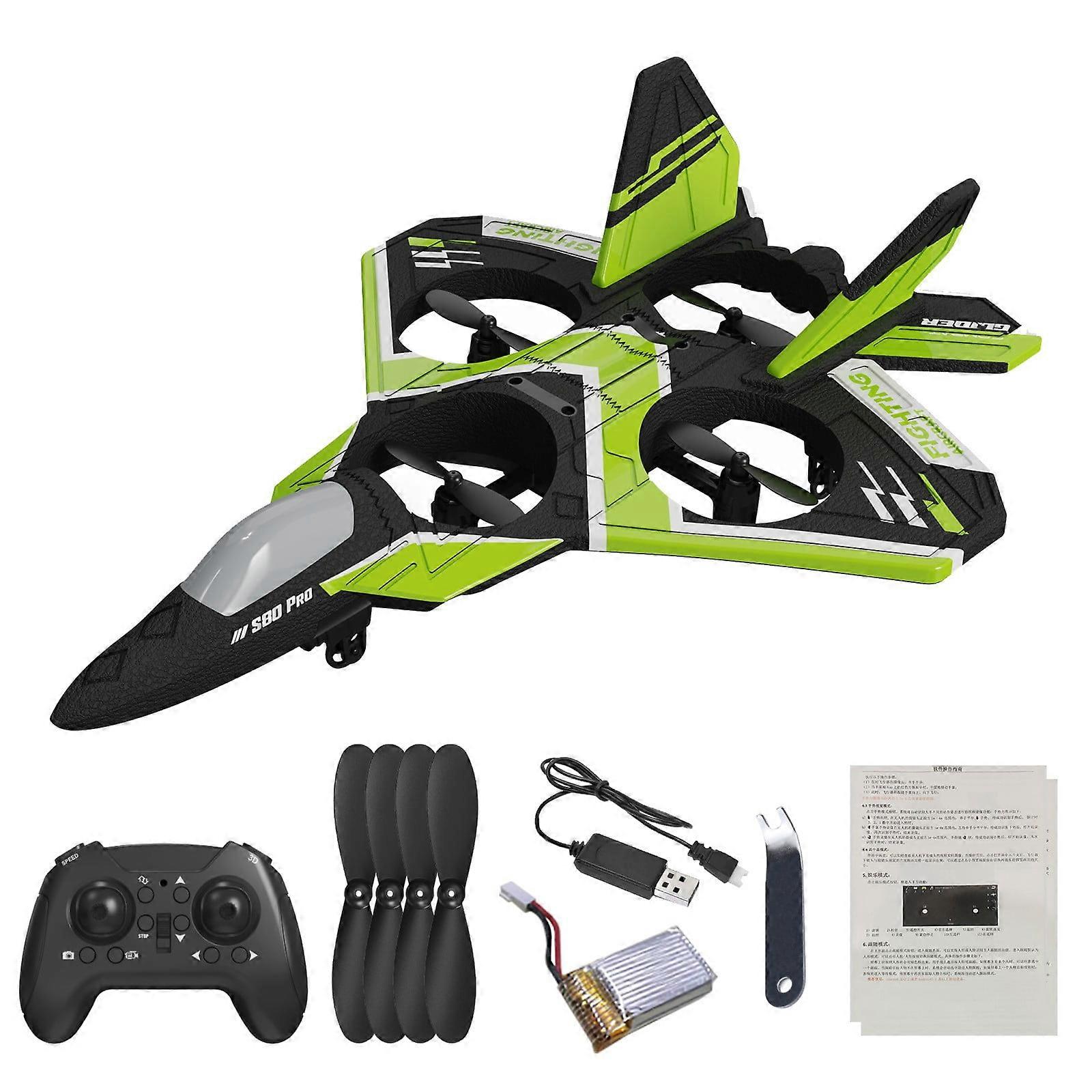 WJSXC RC Plane for Beginners, Foam Drone with Headless Mode, Altitude Hold, Cool Light - Green | Compatible with Replacement Parts