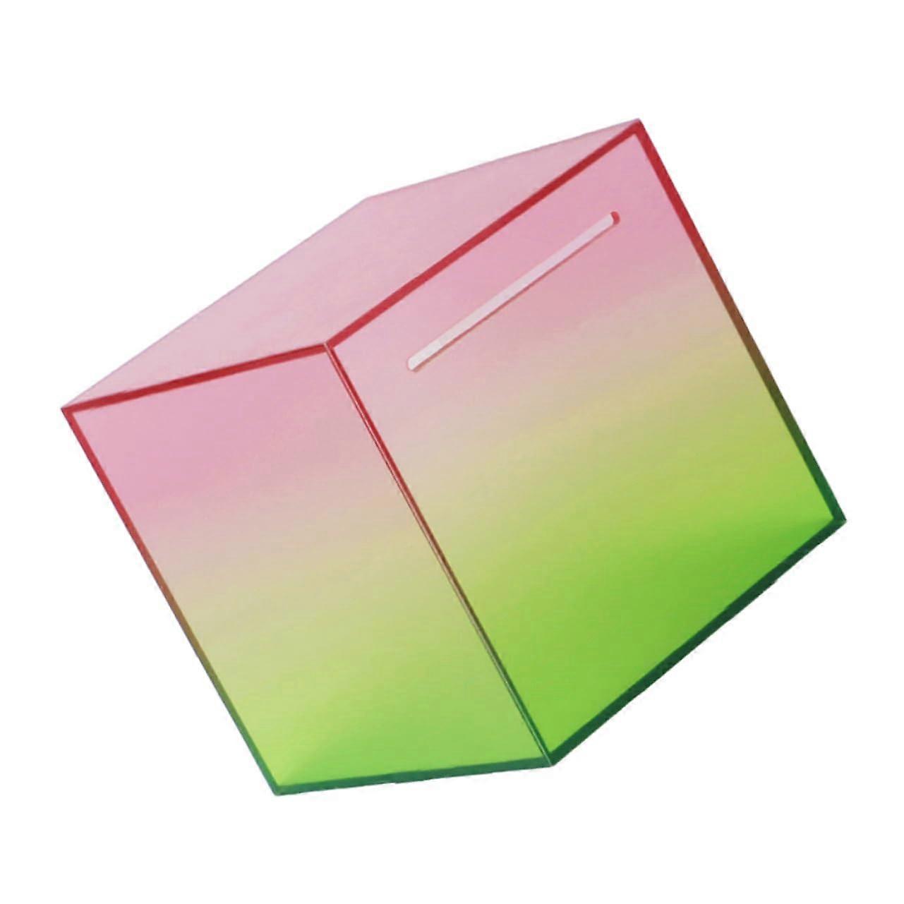 Acrylic Piggy Bank with Colorful Gradient Design for Saving Coins and Cash on Desk or Table