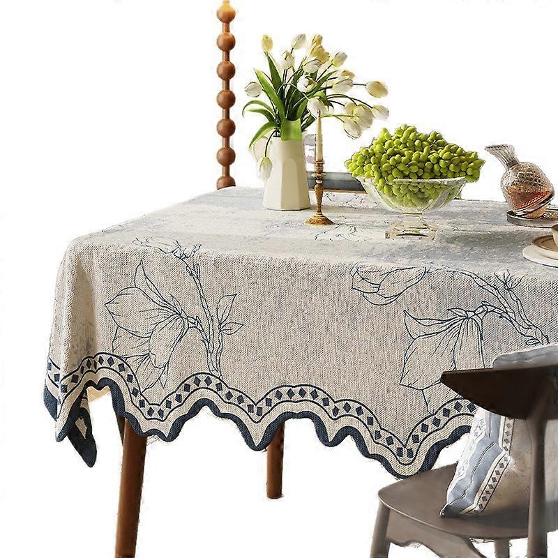 60*60cm [Thickened Upgraded Version Suitable for Small Round Tables] American Style Wavy Irregular Shaped Tablecloth, Light Luxury High-End
