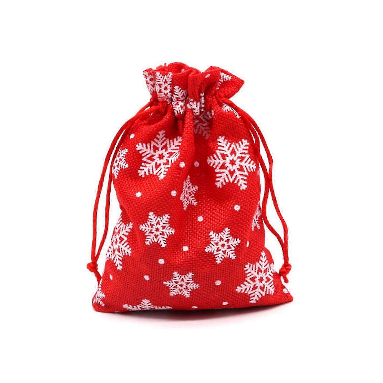 Christmas party bags for treats and goodies in linen drawstring design