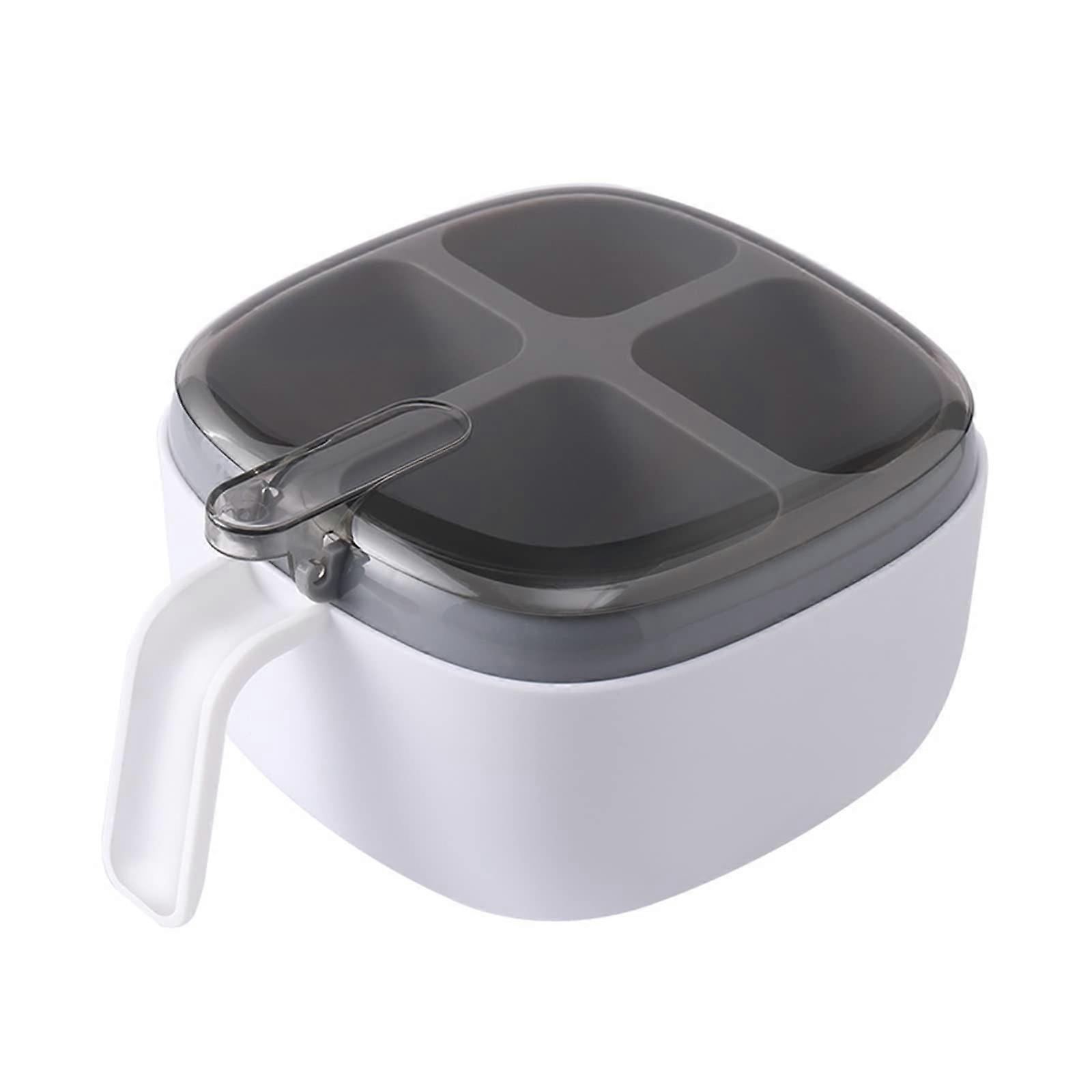 Spice Storage Containers Airtight 4Grid Kitchen Spice Jars Transparent Organizer with Labels