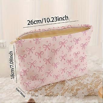 Cherry Printed Corduroy Makeup Bag Lightweight Zipper Makeup Storage Box Multifunctional Bag with Lining Cosmetic Organizer Bag
