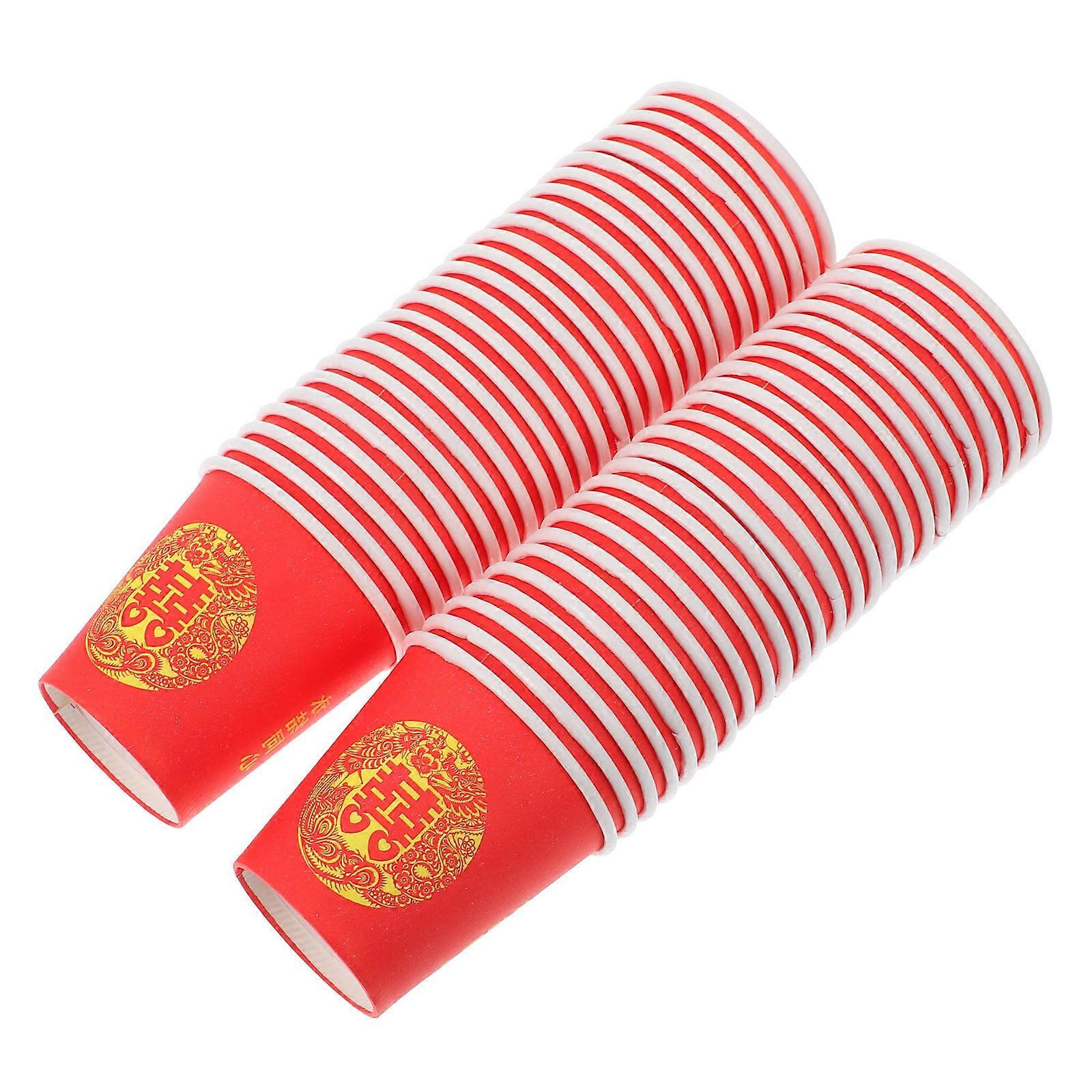 Red Paper Cups for Wedding Tea Ceremony with Disposable Set