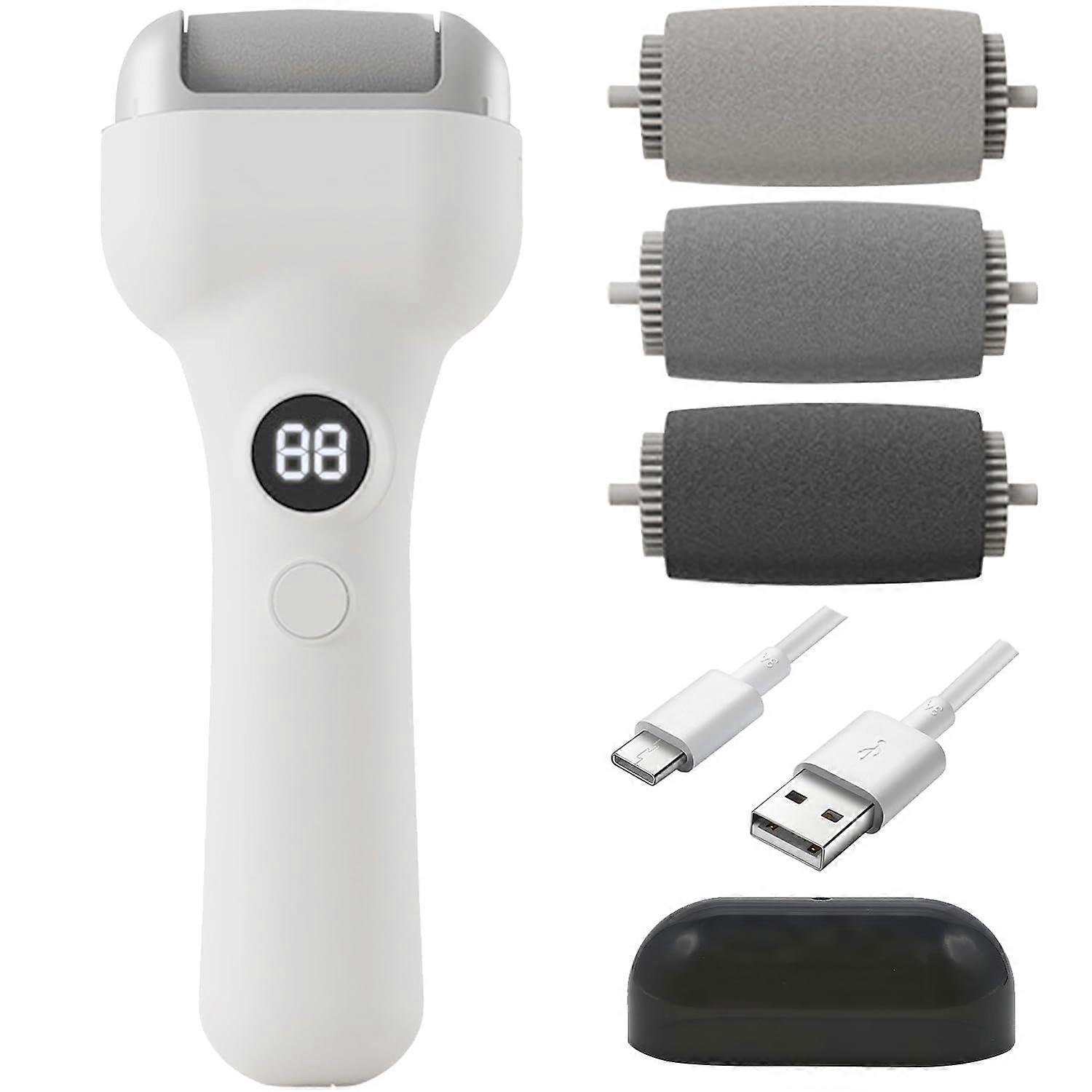 Electric Callus Remover Waterproof Pedicure Tool with 3 Speeds and 3 Replaceable Grinding Heads