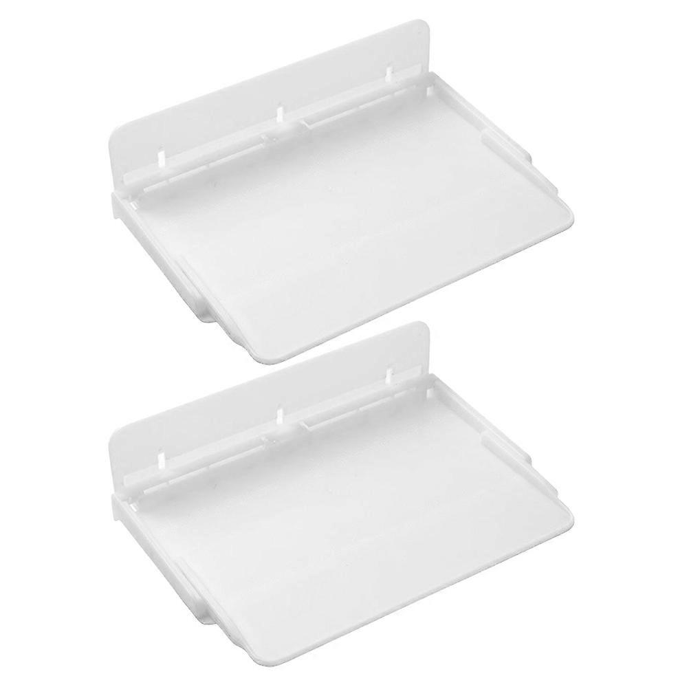Foldable Wall Mounted Shelf with Strong Adhesive for Storage Use White PS Material 2 Pcs