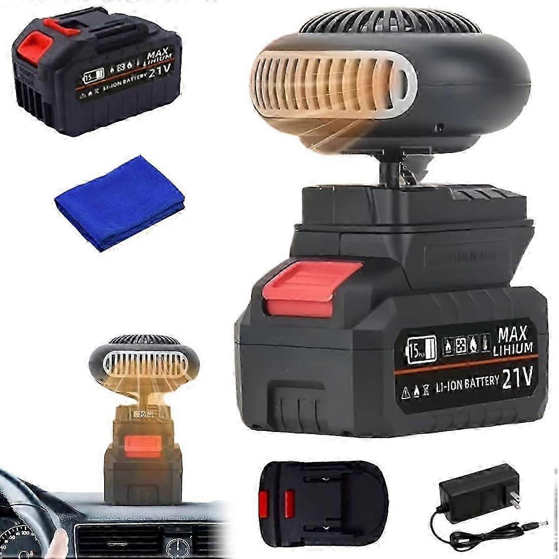 Portable Car Heater with Cordless Rechargeable Battery, Fast Windshield Defrost and Quiet Small Space Heating