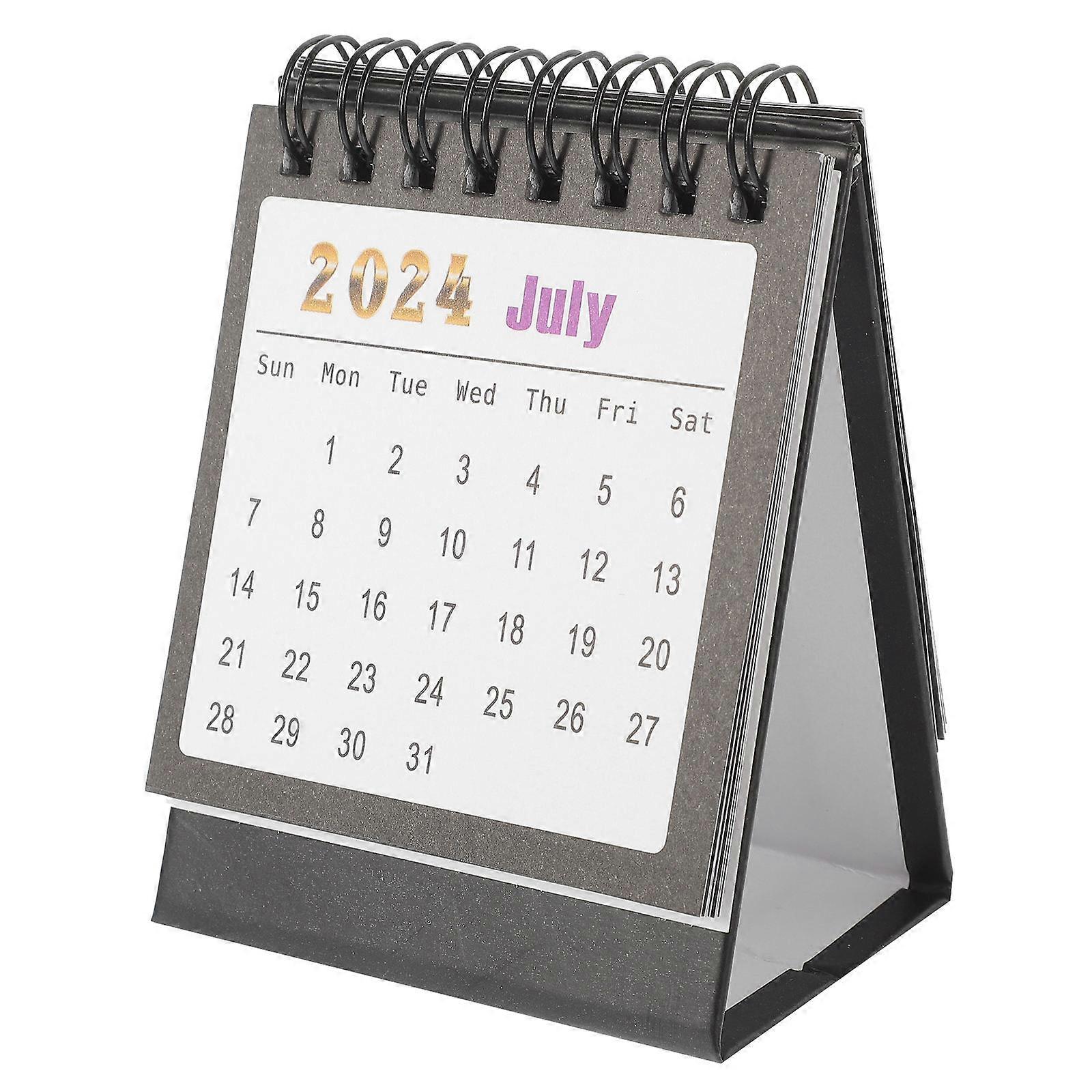 Black Paper Desk Calendar 2024 Desktop Calendar for Countdown 2Pcs Set