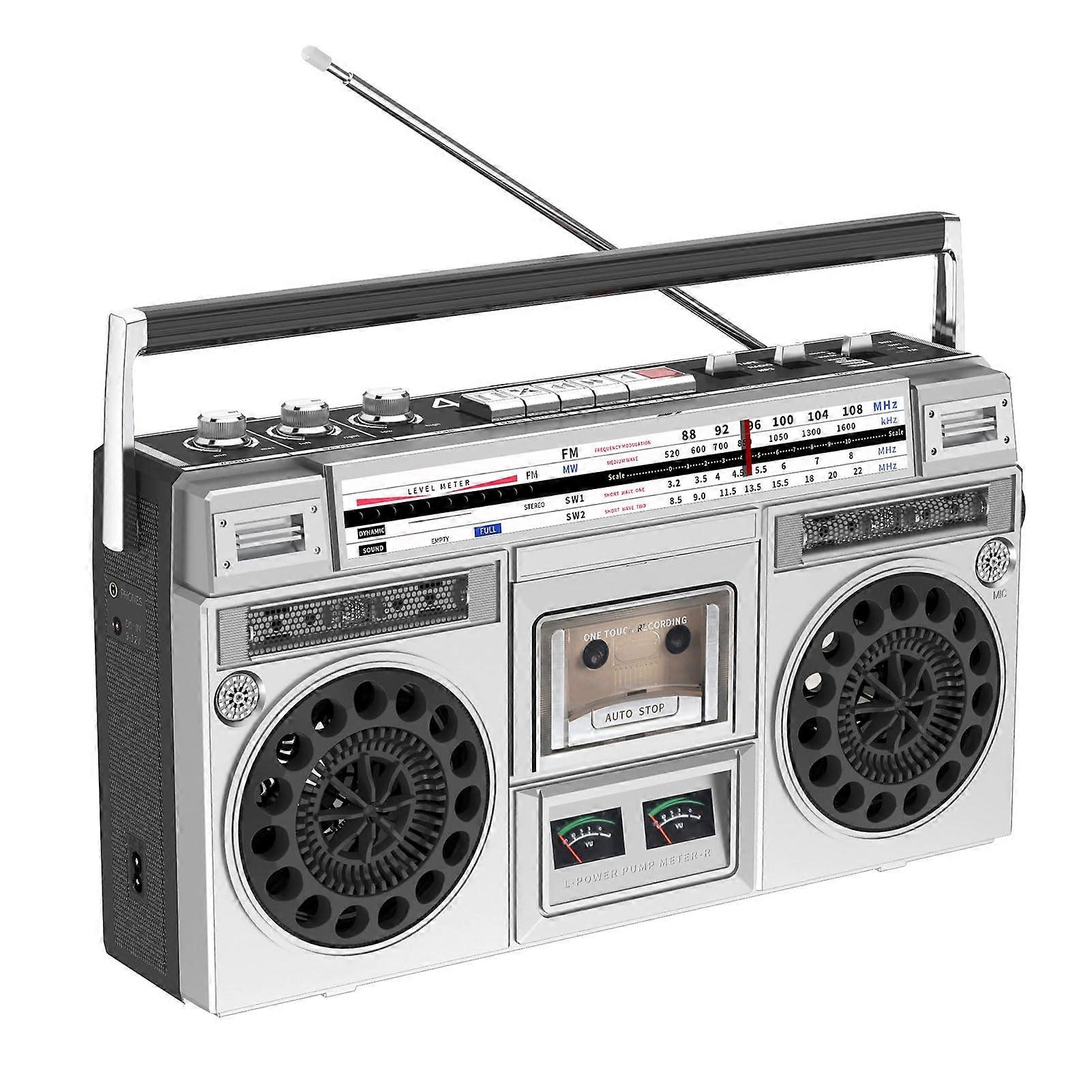 Portable Cassette Boombox 80s Style Retro CD Player With AM/FM Radio SD/USB Input Cassette Recorder Style4 Travel