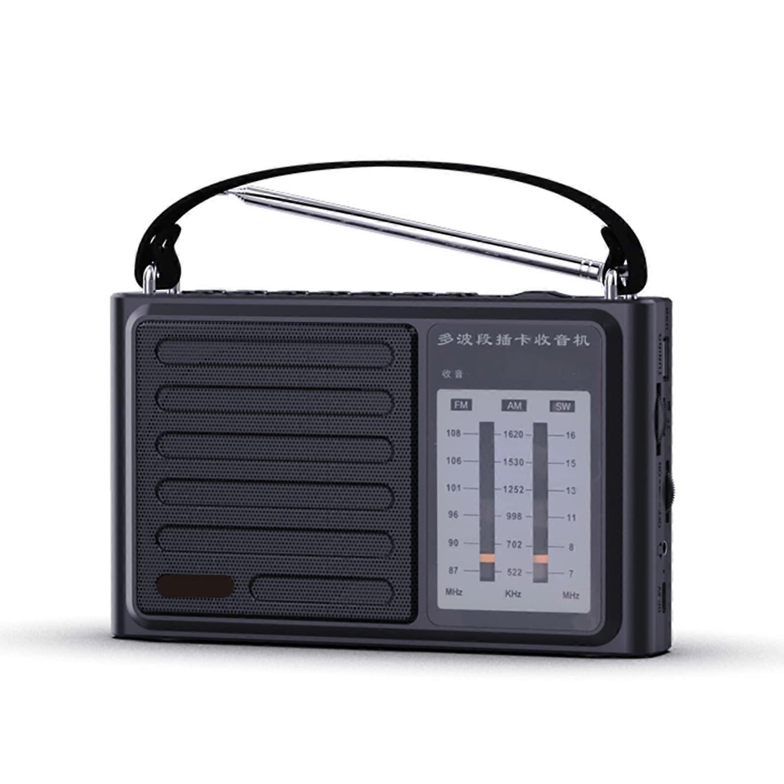 Portable AM FM SW Radio Full Band with USB TF Card Playback Dual Power Supply for Elderly