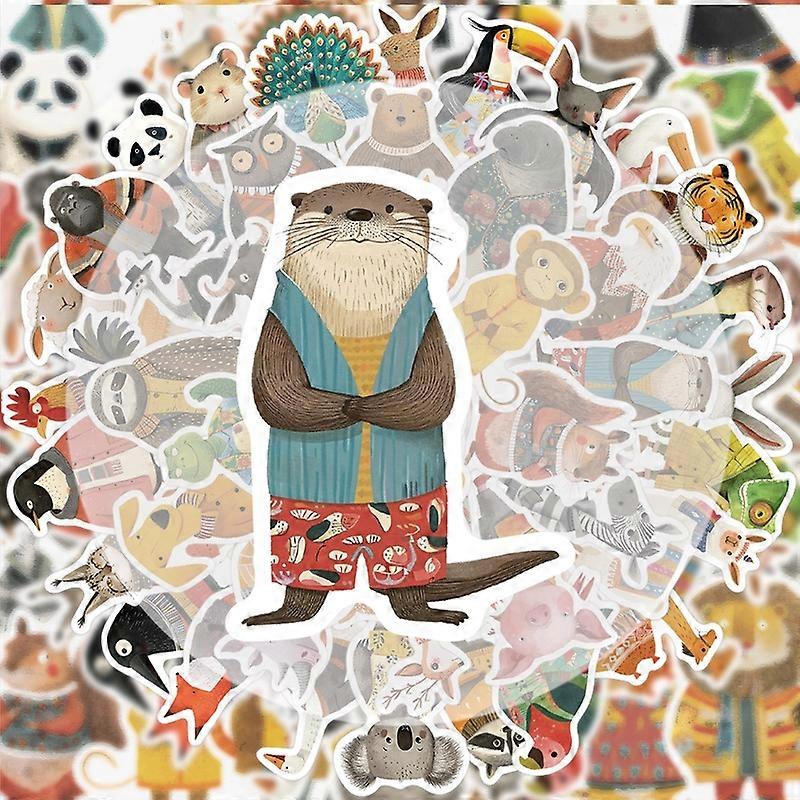 55 Pieces of Animal Stickers, Vibrant Stickers and Decals, Multiple Styles Without Duplication, Suitable for Water Bottles, Laptops, Suitcas