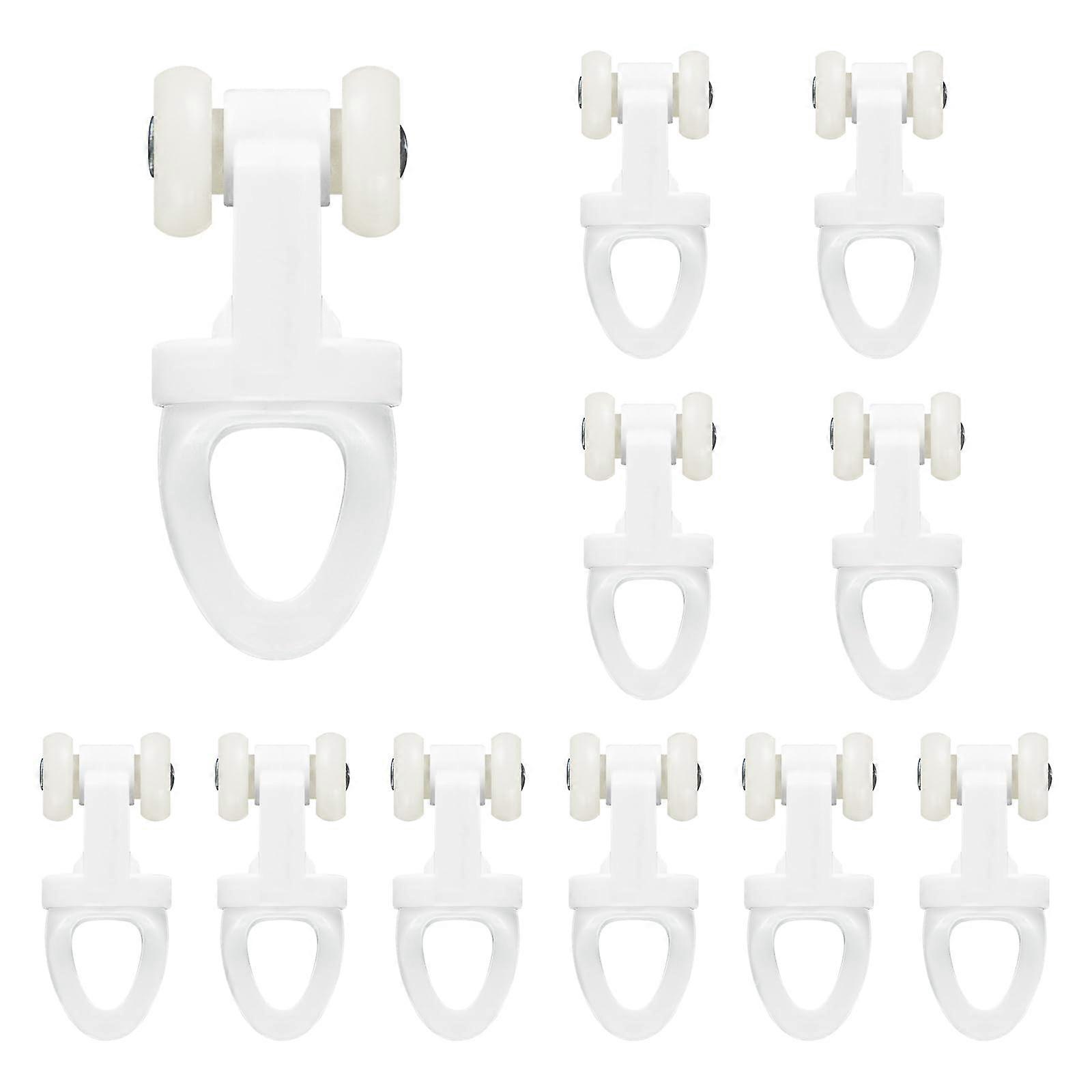 10pcs White Ceiling Curtain Track Rollers for Drapes Smooth Glide Replacement Pack
