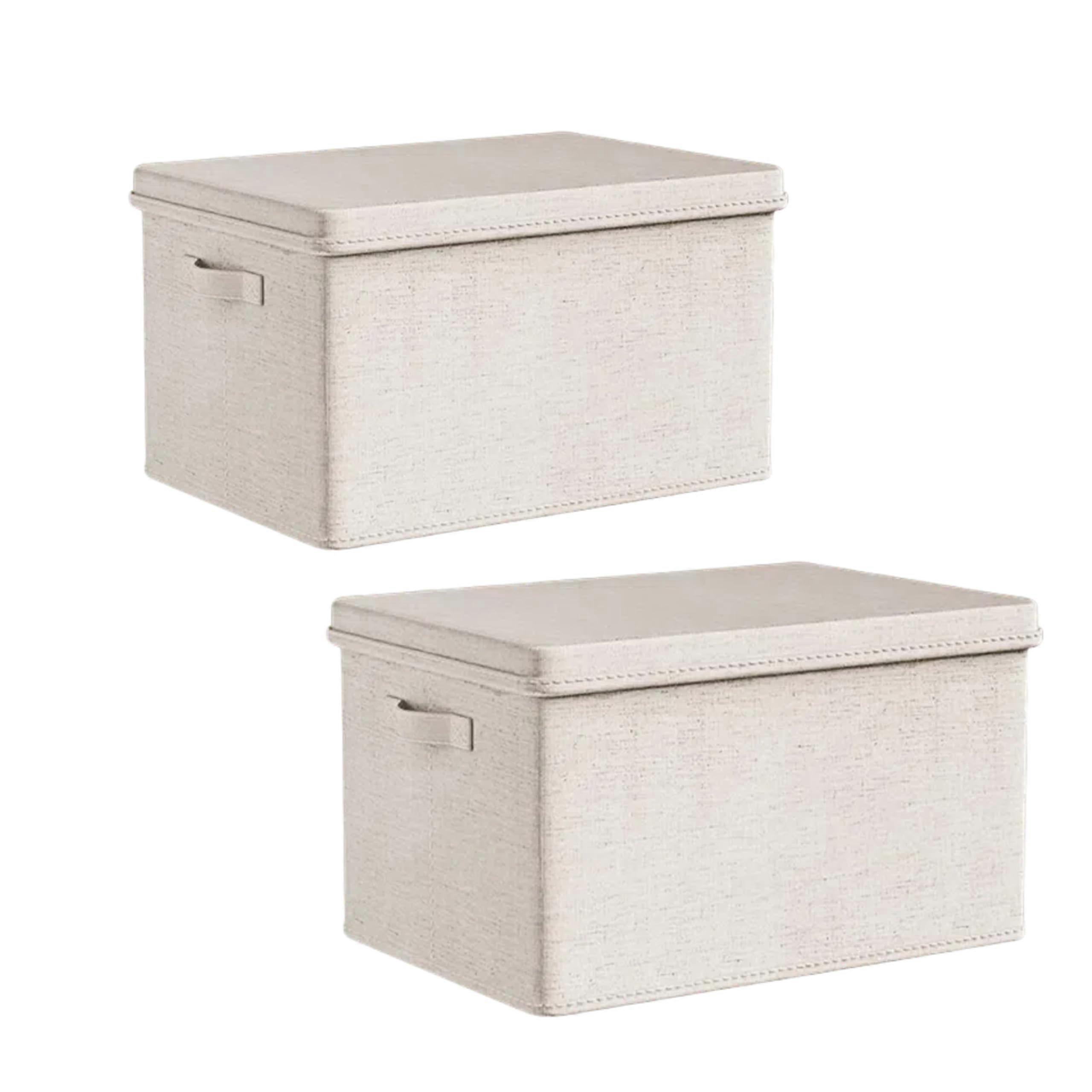 Extra Large Collapsible Fabric Storage Bins with Lids, Waterproof Lining and Handles, 2Pack