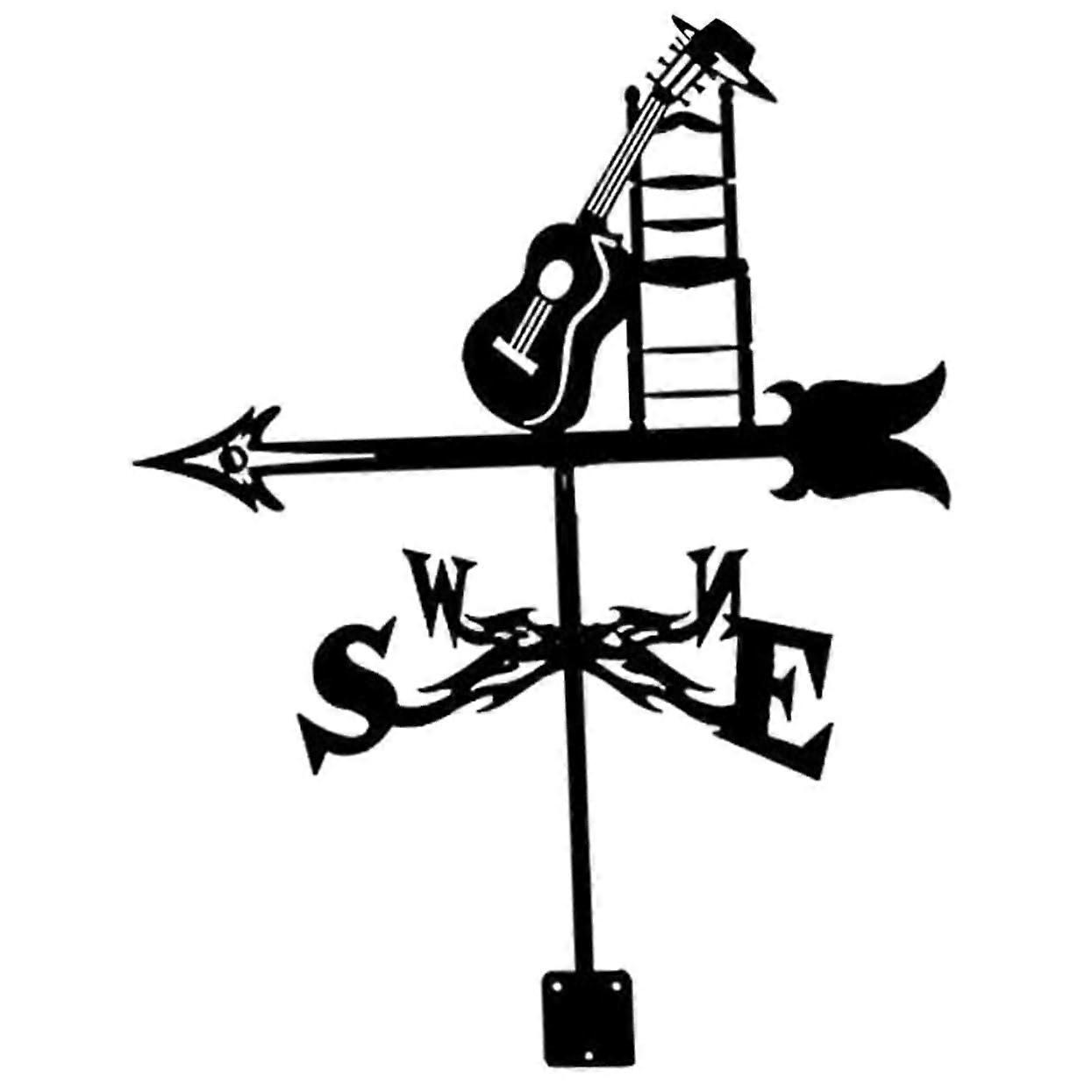 Guitar Metal Weather Vane Wind Direction Indicator for Garden with Rust Resistant Design
