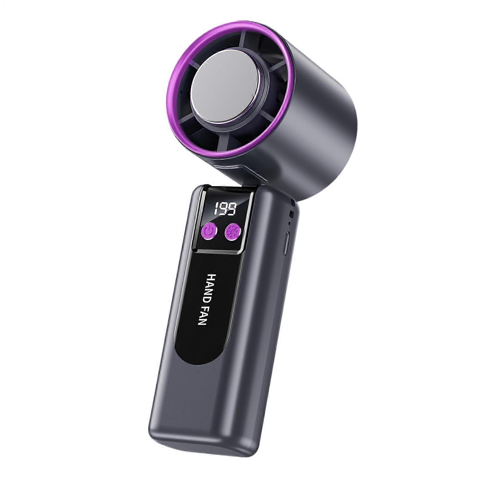 Portable Handheld Fan with LCD Display, 199Level Airflow, Foldable USB Rechargeable for Hiking Beach