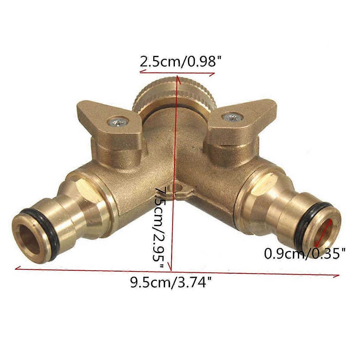 Ball Valve Switch 2 Way Double Garden Tap Connector Adaptor Solid Brass