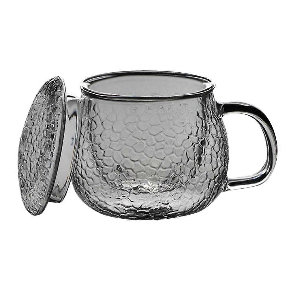 Glass Tea Mug with Handle for Drinking 4Pcs Hammer Pattern Water Cup