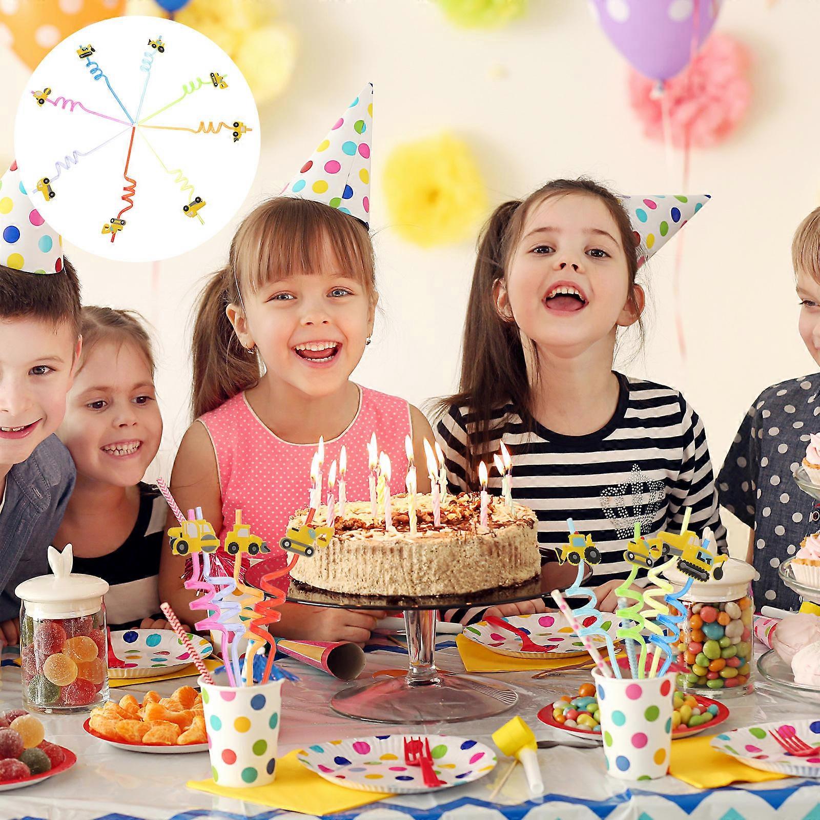 Assorted Color Construction Straws Reusable for Decoration 8Pcs