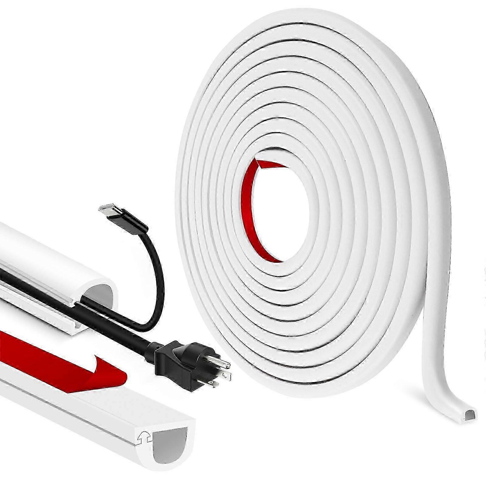 Self-Adhesive Cable Duct, Semicircular Floor Cable Bridge (White, 7mm14mm6m)