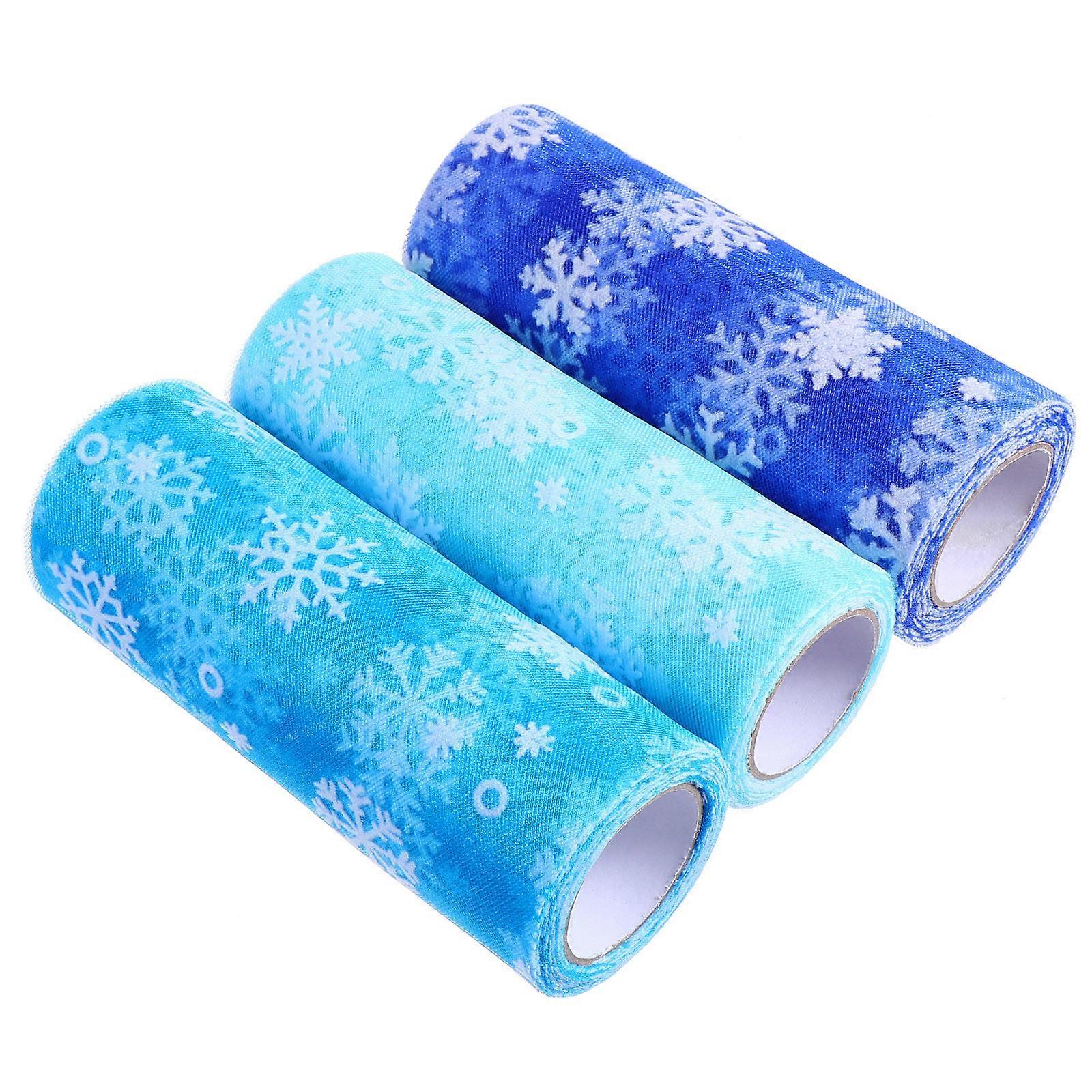 Snowflake Gauze Fabric for DIY Crafts Containing 3 Rolls Set