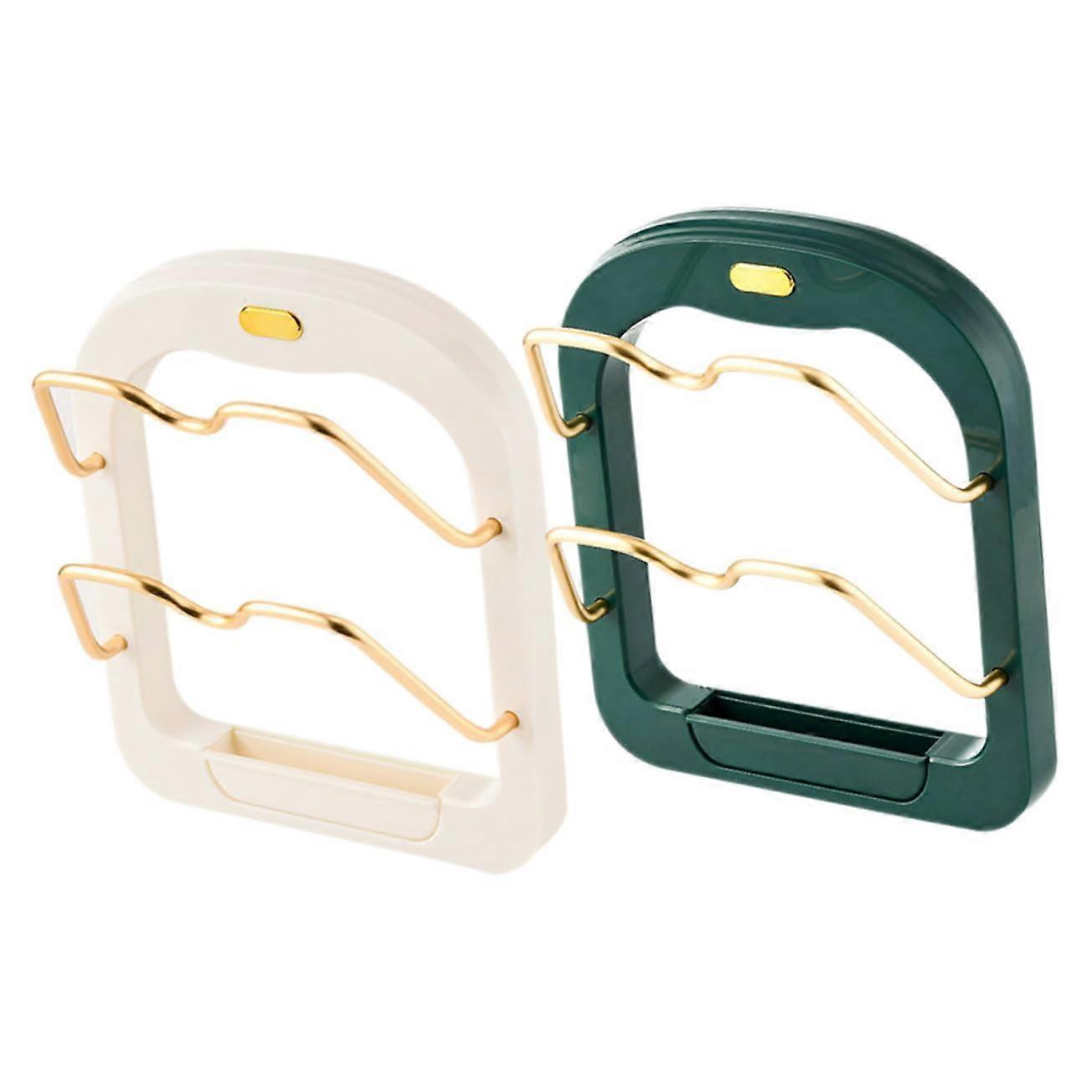 2pcs Wall Mounted Pot Lid Organizer with Secure UShape Slot for Kitchen NoDrill Installation