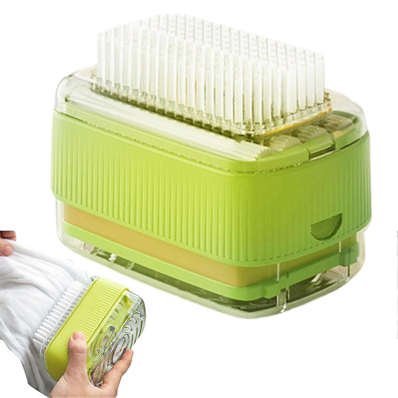Soap Dispenser with Brush, Smart Roller Design, Foaming Soap Case for Kitchen Bathroom Laundry Green