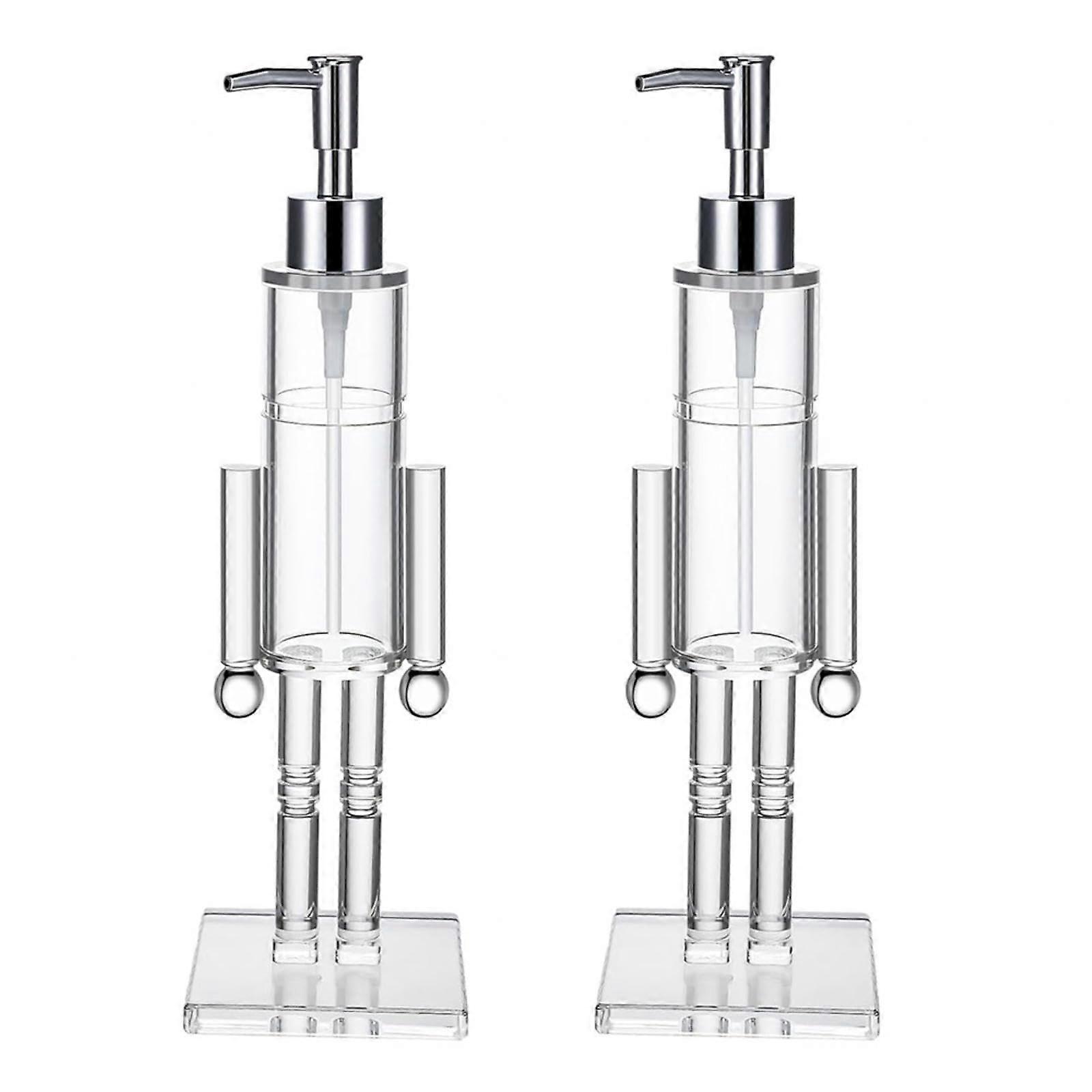 Nutcracker Christmas Soap Dispenser Clear Acrylic Refillable Pump for Bathroom or Kitchen 2PCS