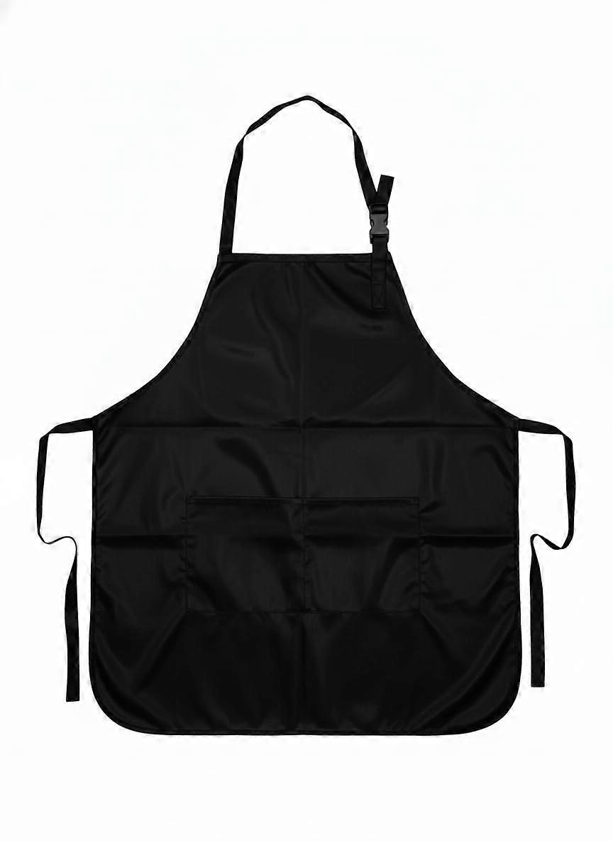 Reversible Waterproof Hair Styling Cape with Adjustable Neck Strap and Pockets Black Polyester