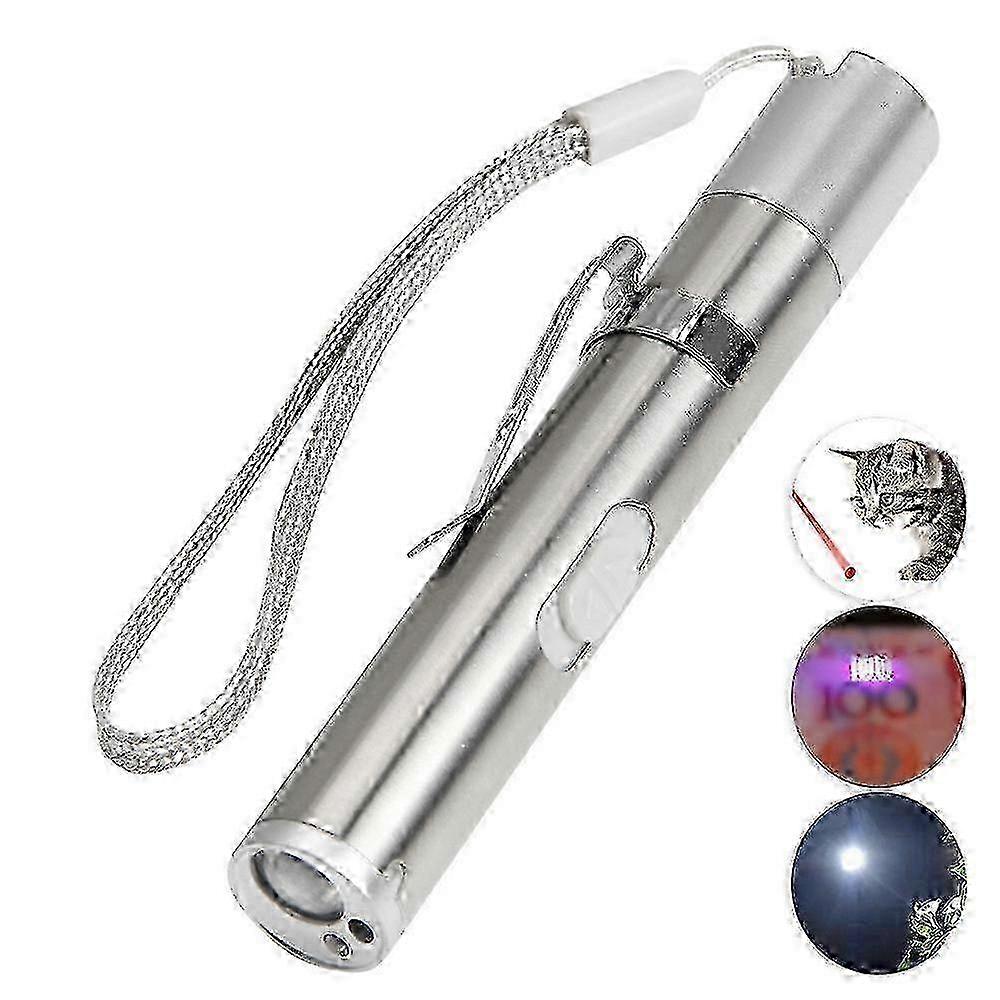 Laser Pointer, Usb Rechargeable, Red Laser Light 5 Switchable Modes, Blue Light And Flashlight, Inte