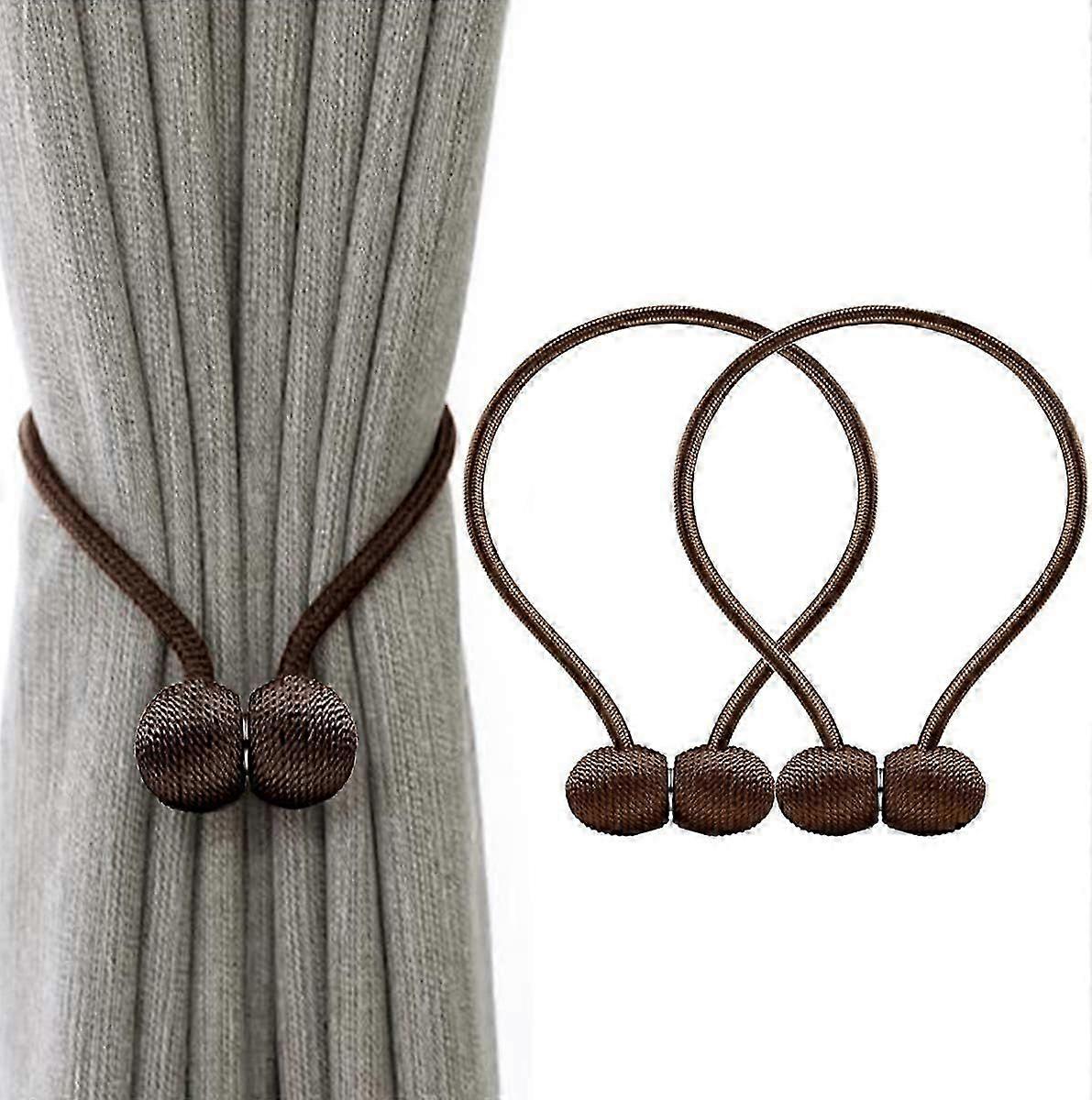 Magnetic Braided Curtain Buckle - Brown - Tiebacks (Pair)