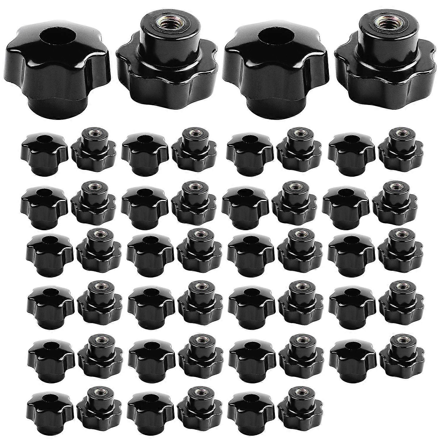 50 Pieces Black Star Grip Knobs, Female Thread Diameter 8mm, Head Diameter 40mm