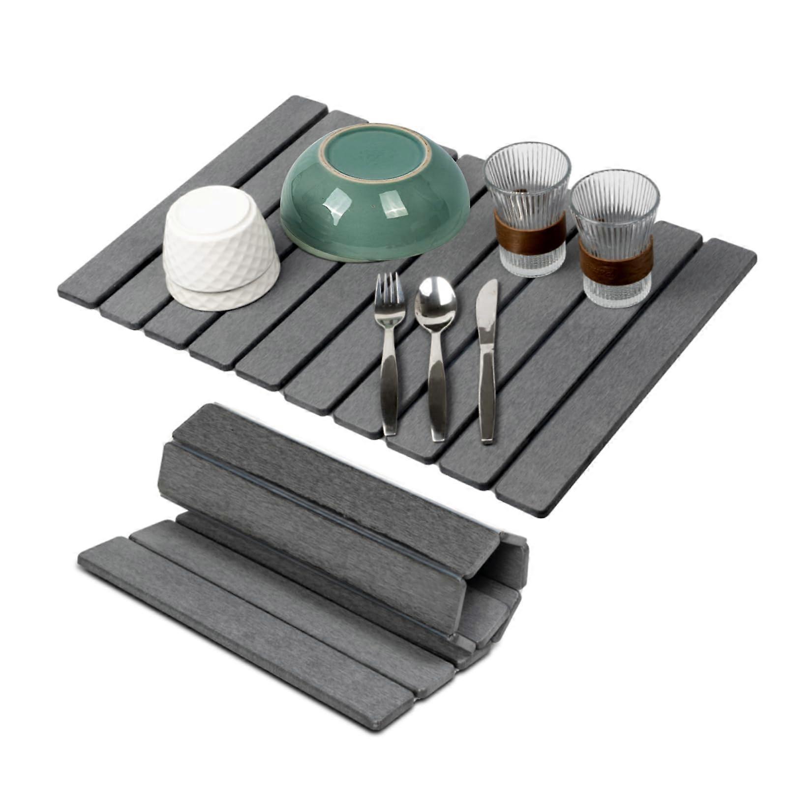 Large Stone Drying Mat for Kitchen Counter, Quick Dry Diatomaceous Bath Mat, Foldable and Easy Clean