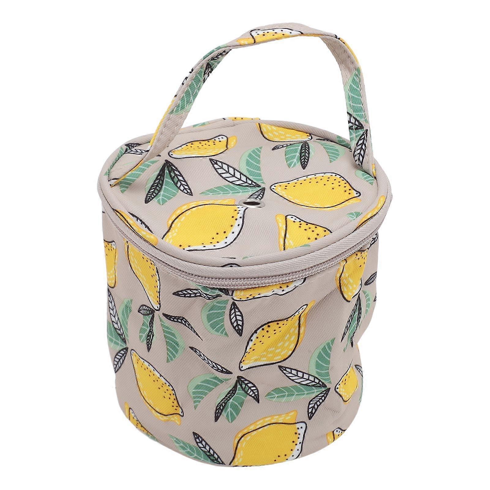 Round Yarn Storage Bag 600D Oxford Cloth Knitting Organizer with Handle Foldable SpaceSaving Design