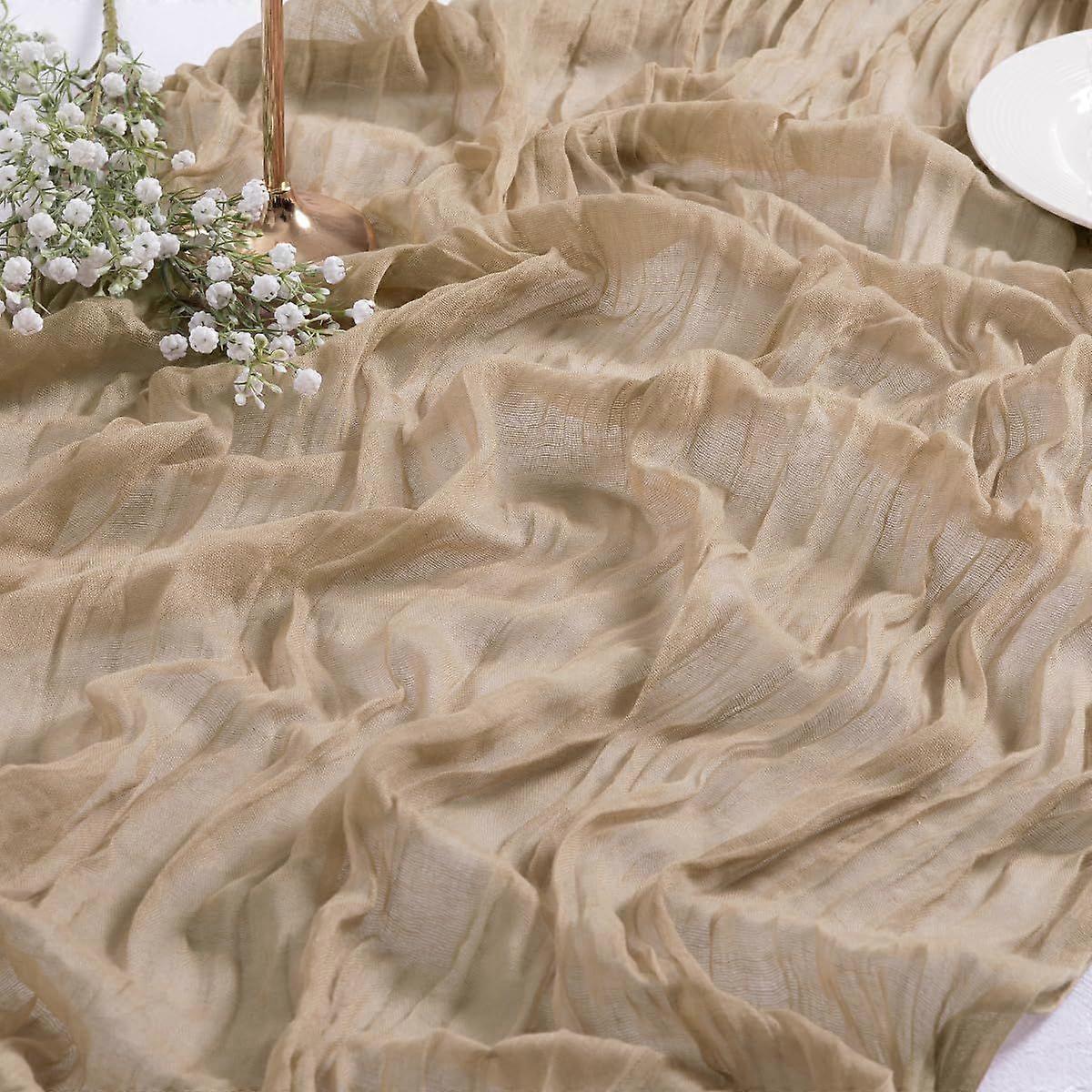 Nude Cheesecloth Table Runner 35x120 Inch Gauze Boho Table Runner Rustic