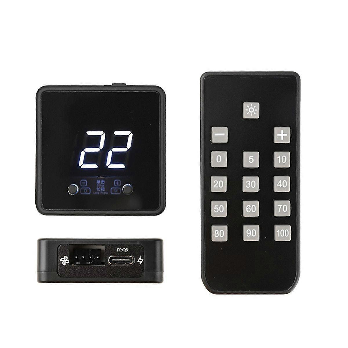 4-Wire Fan PWM Speed Controller Digital Display Remote Control Type-C