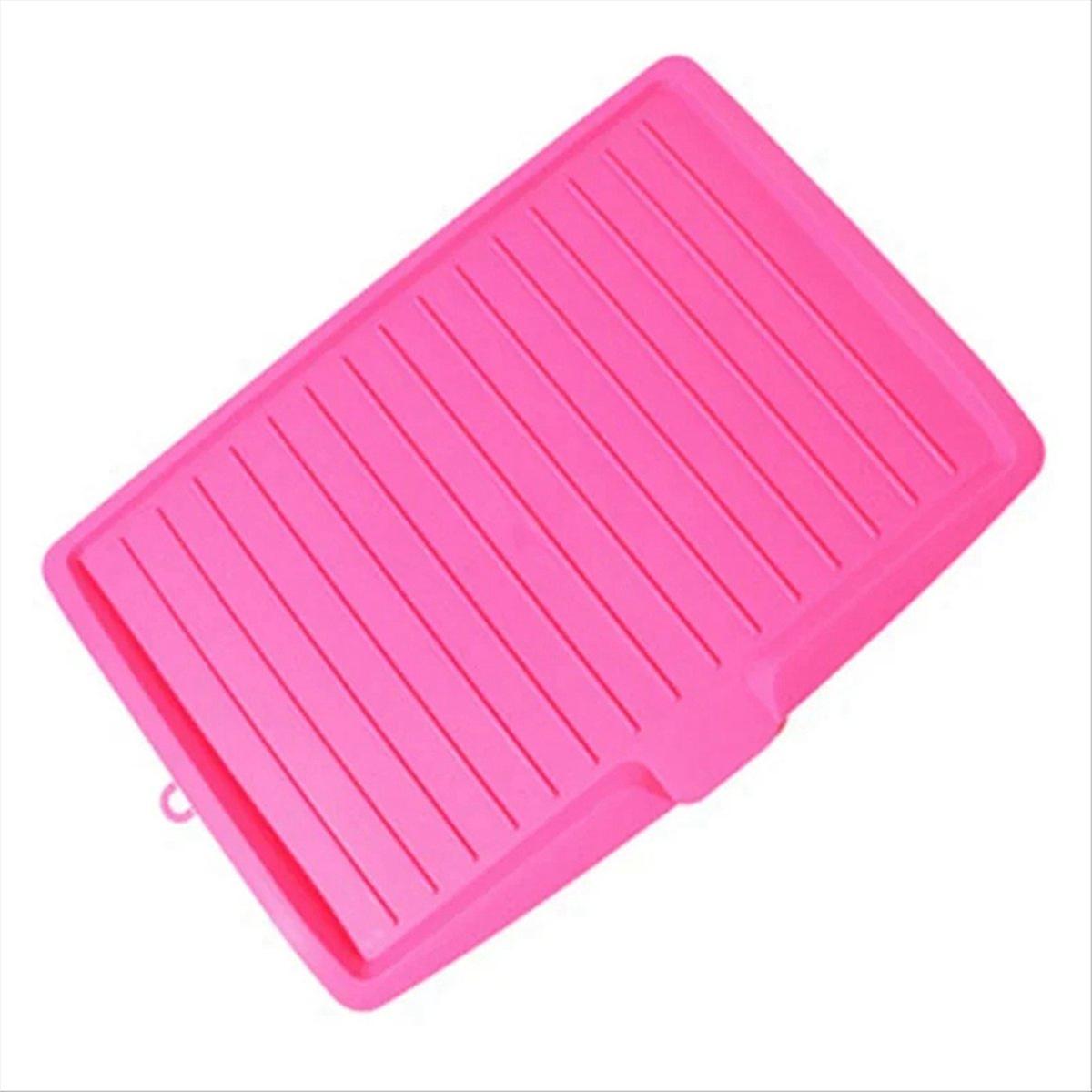 Drain Rack Kitchen Dish Drainer Tray Large Sink Drying Rack Rose Red