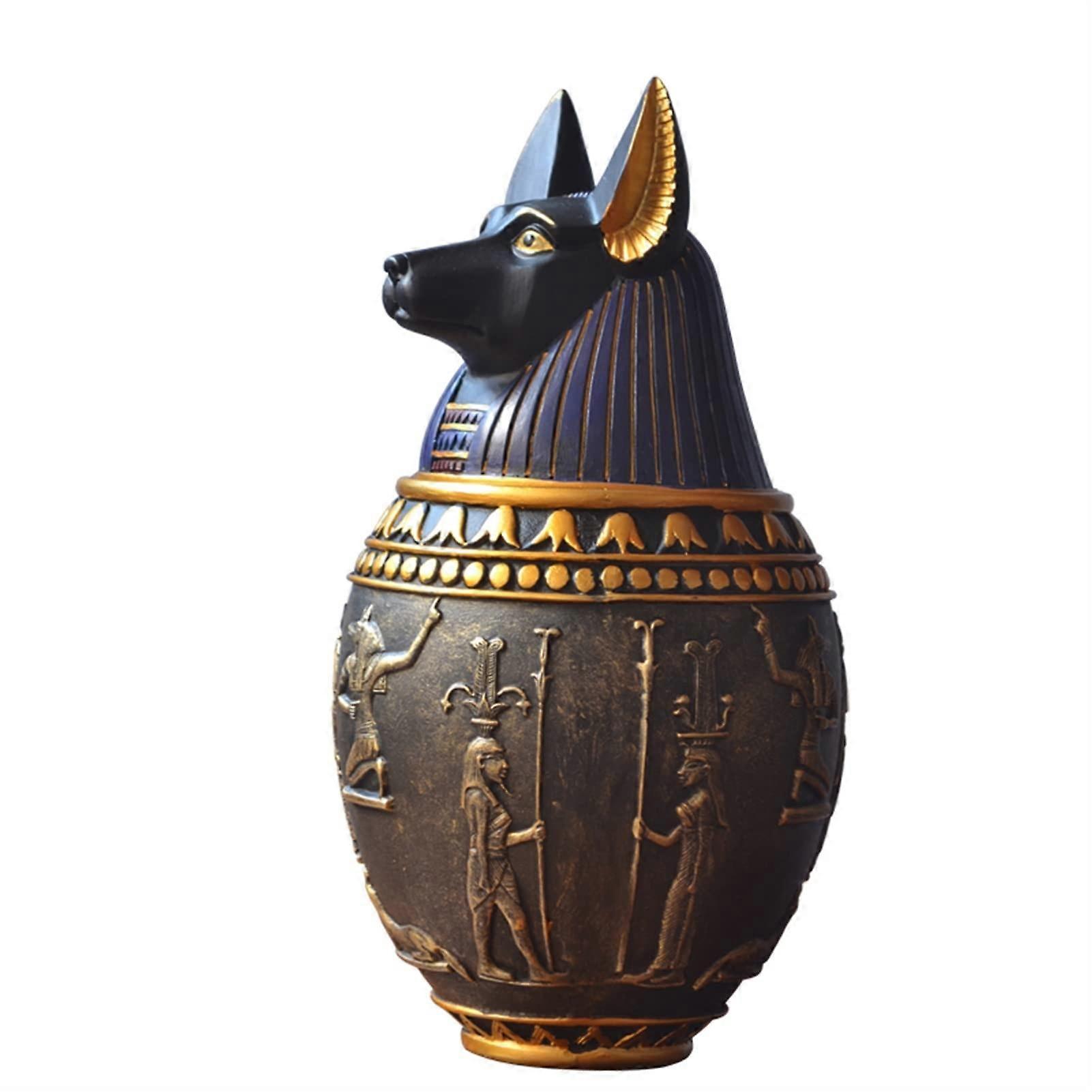 Small Ceramic Pet Urn for Dog Ashes  Elegant Memorial Keepsake Box, Ancient Egyptian Design