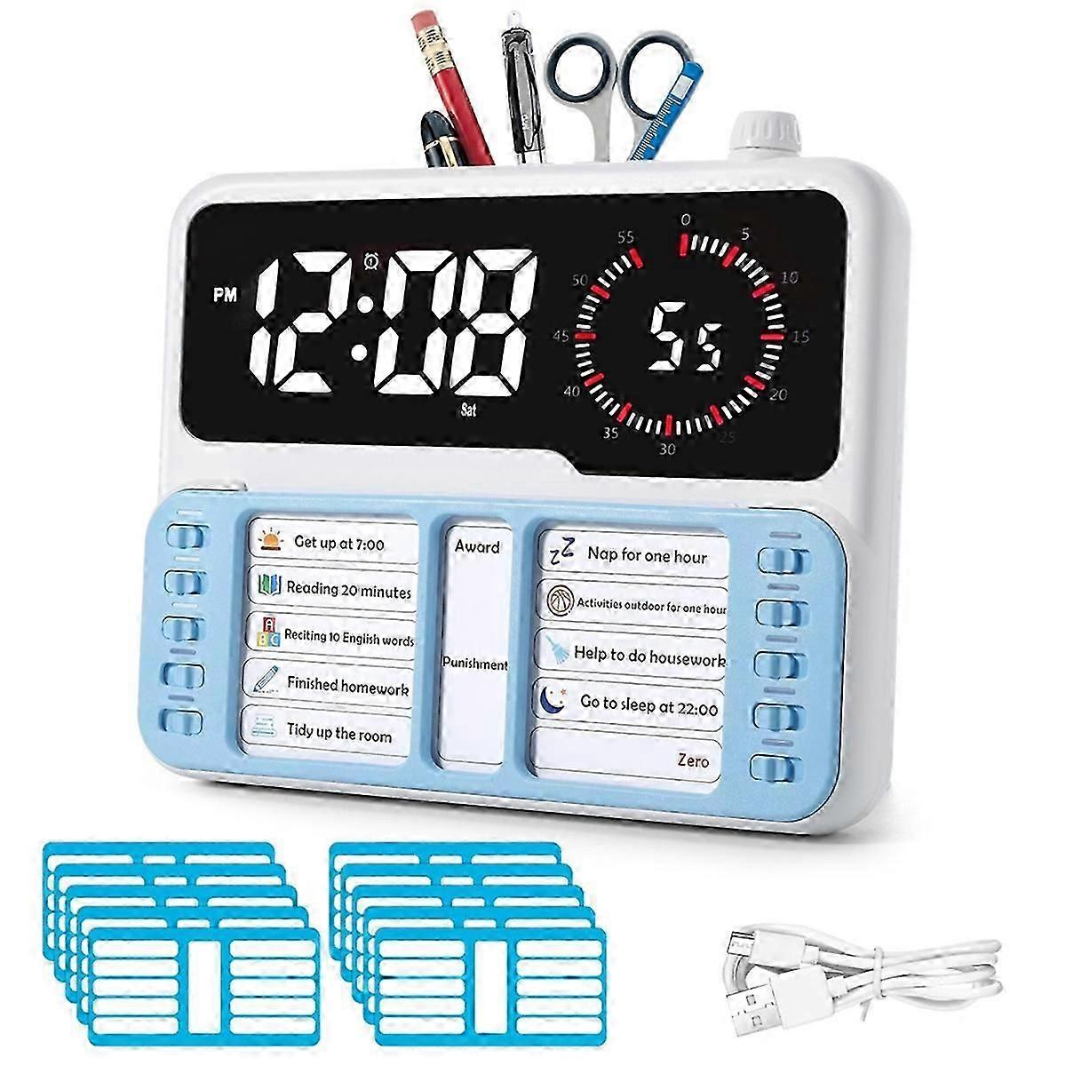 Visual Timer compatible Kids - Autism & ADHD Time Management Tool with Digital Alarm,Task Chart Planning B