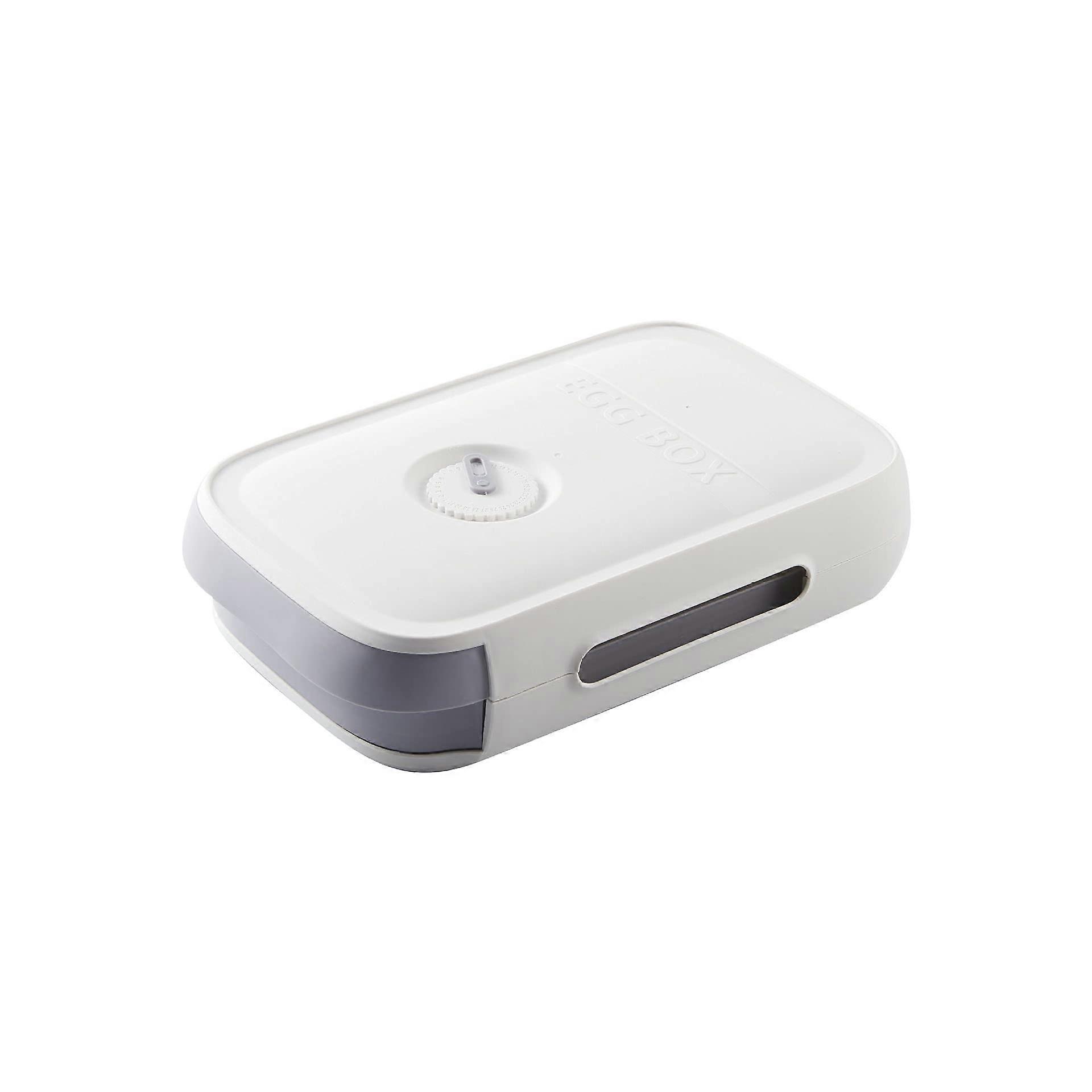 Egg Storage Container with Automatic Rolling Drawer, Date Tracker, Stackable Refrigerator Holder White