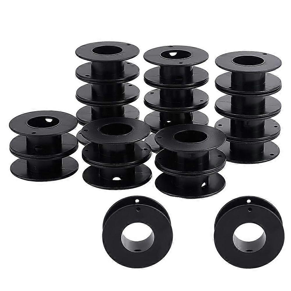 20pcs Empty Spools, 2.1x0.7 Inch Plastic Thread Spools Ribbon Spools Black Craft Spools Wire Spool Weaving Bobbins