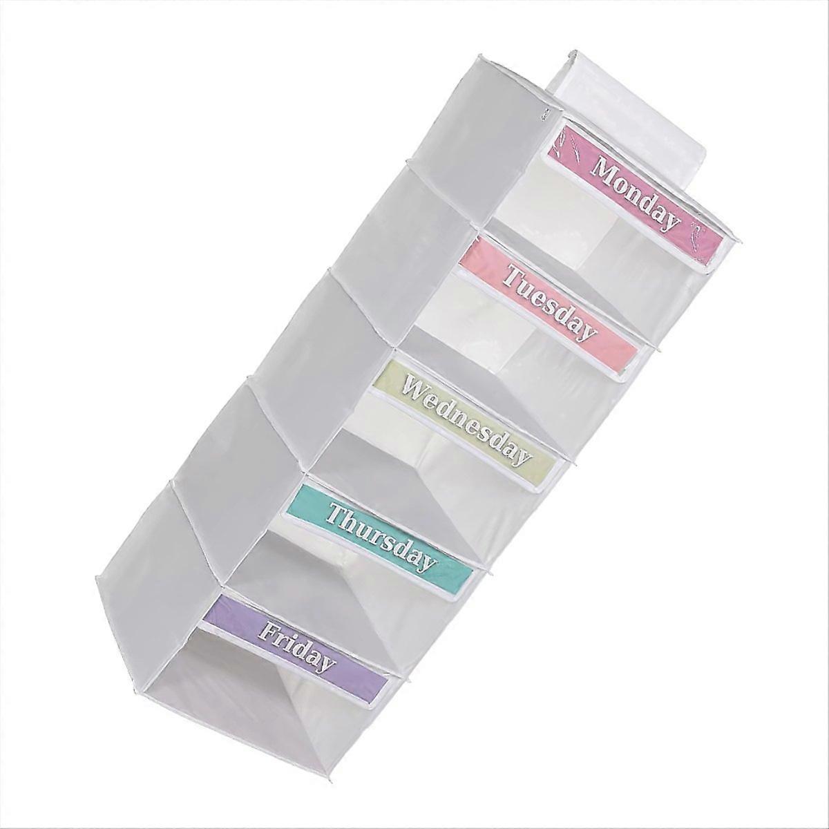 5-Shelf Weekly Clothes Organizer with 5 Side Pockets 