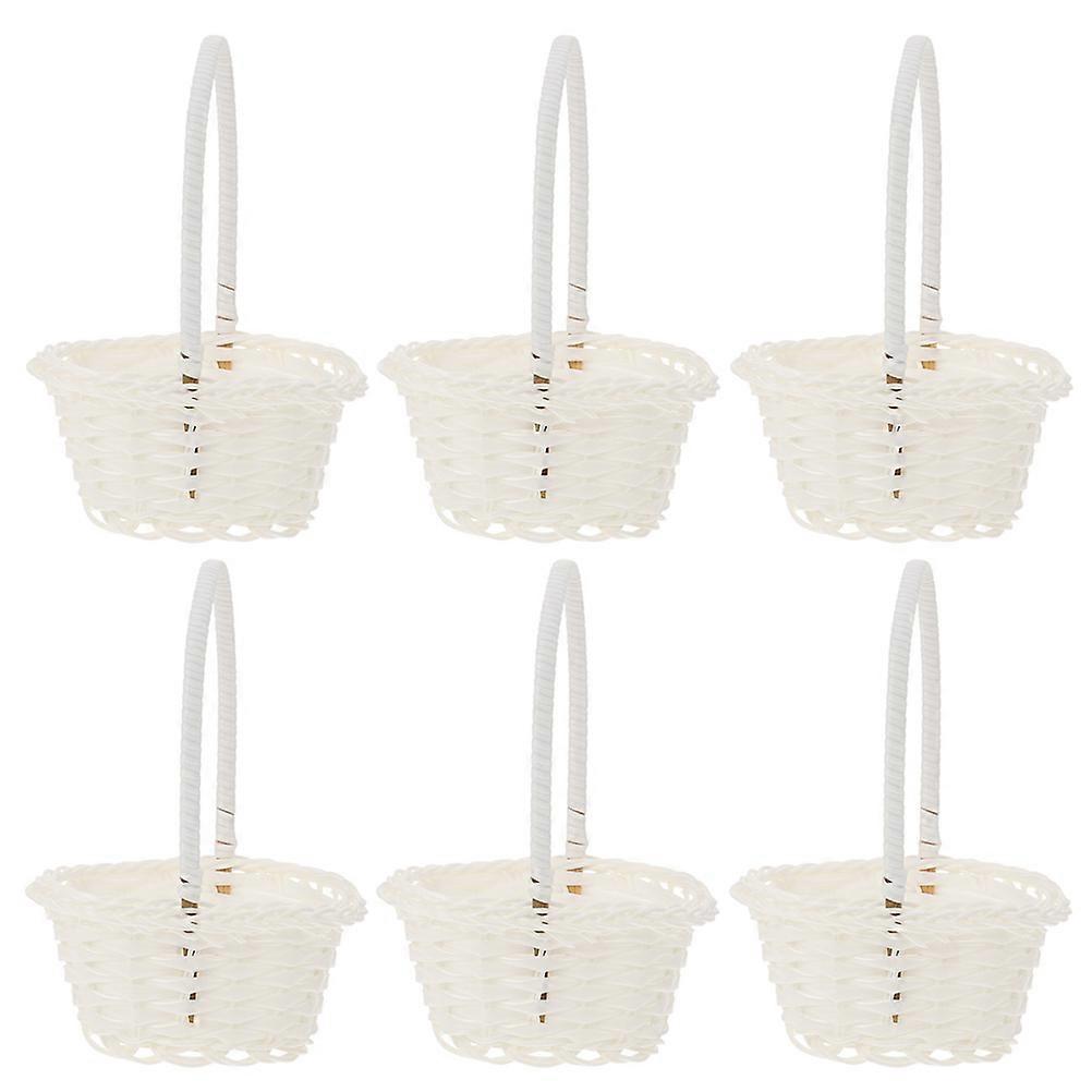 White Plastic Flower Basket for Wedding Flower Arrangement 6Pcs Pack