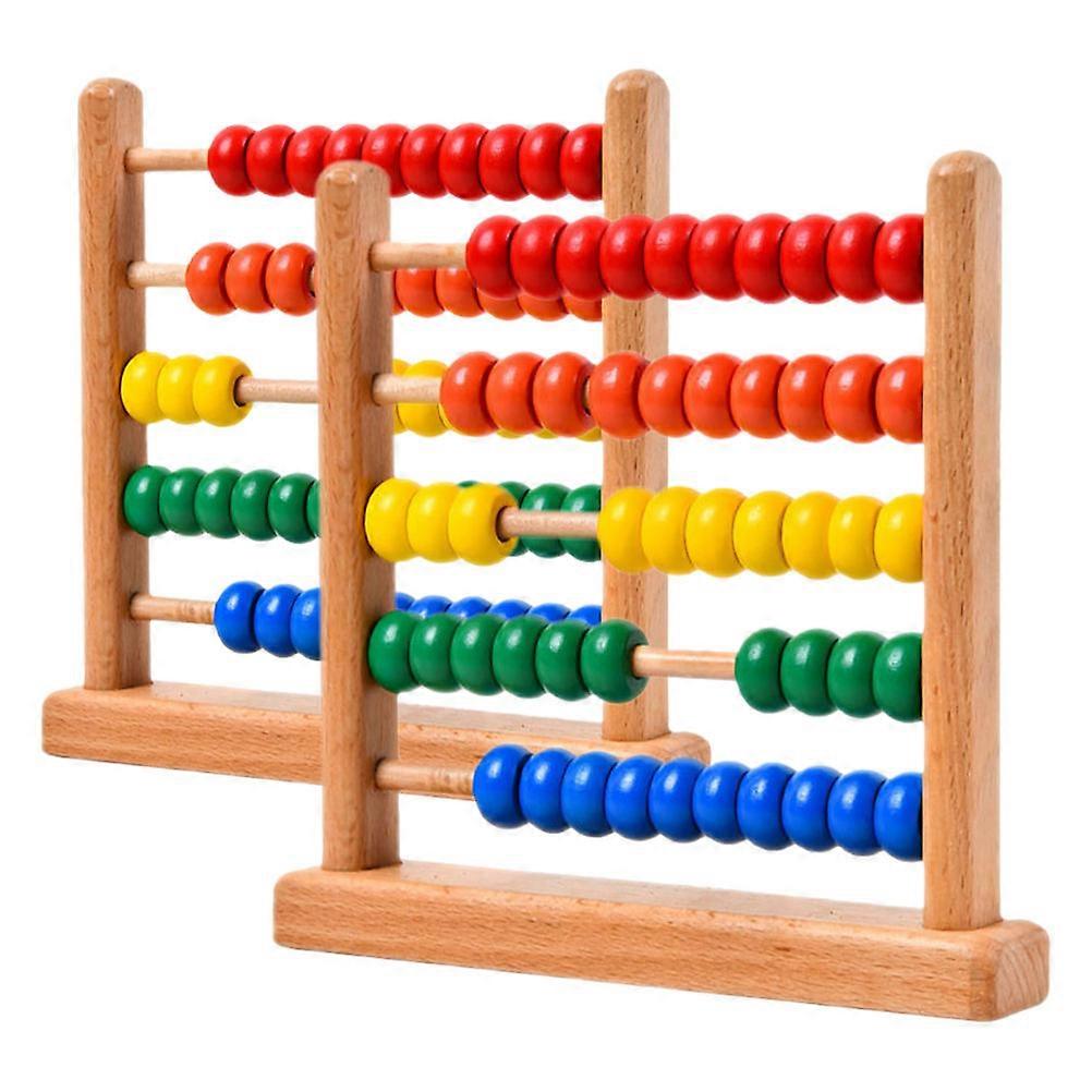 Kids Wooden Abacus for Math Learning with 4Pcs Counting Tool