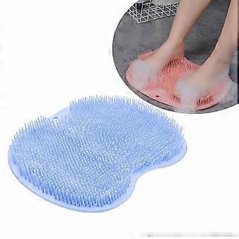 Shower Foot Scrubber Mat with Wall Mounted Back Washer Exfoliating Pad and SlipResistant Suction Cups