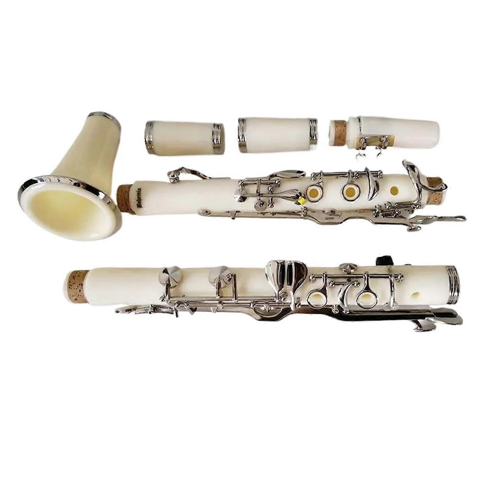 Beginner Clarinet 18 Key G White with Accessories for Practice and Performance