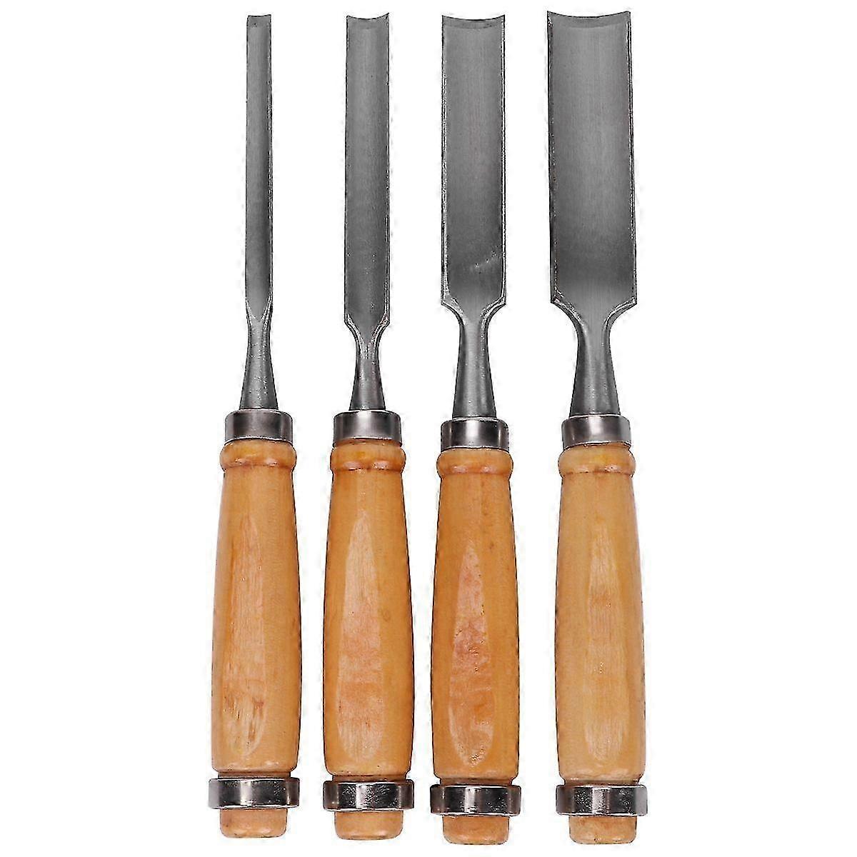 1 Set Light Brown and Silver Wood Carving Chisel Sets for Carpentry